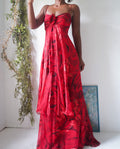 Y2K Burnout Silk Rose Gown