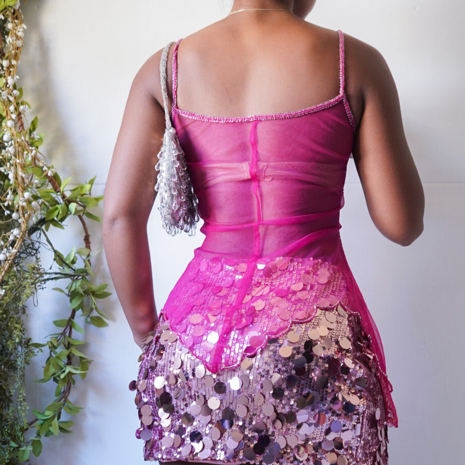 Fuchsia Beaded Fairy Cami