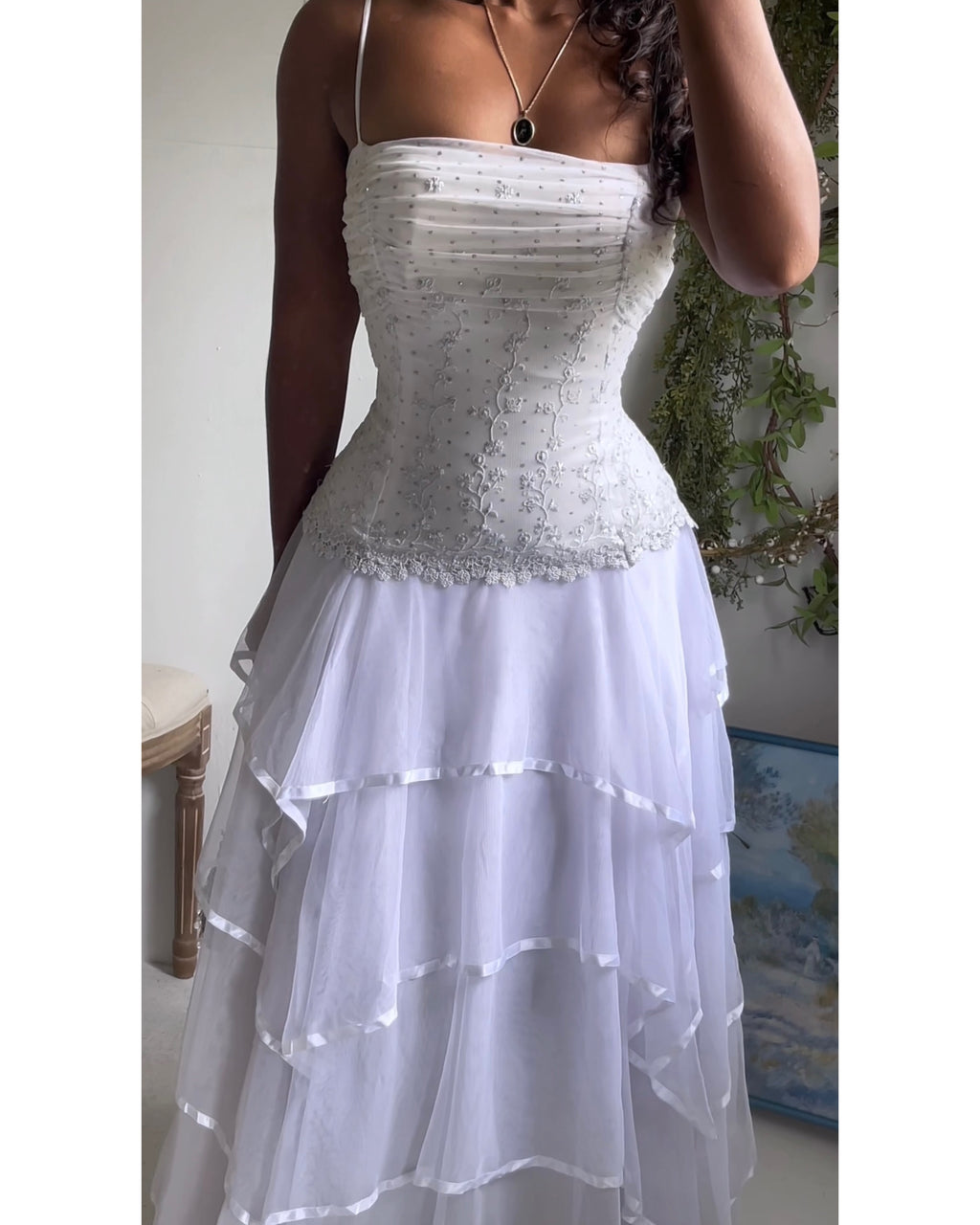 Rare Y2K White Tiered Skirt Fairy Gown