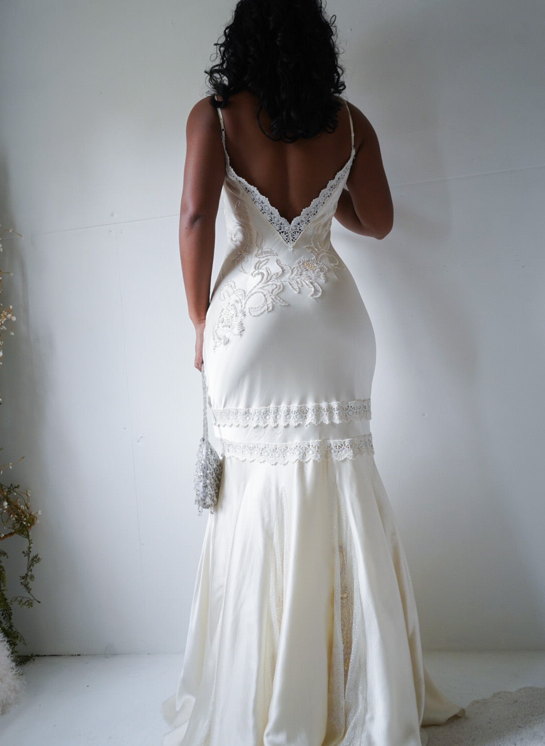 Rare Vintage Sue Wong Ivory Beaded Silk Gown