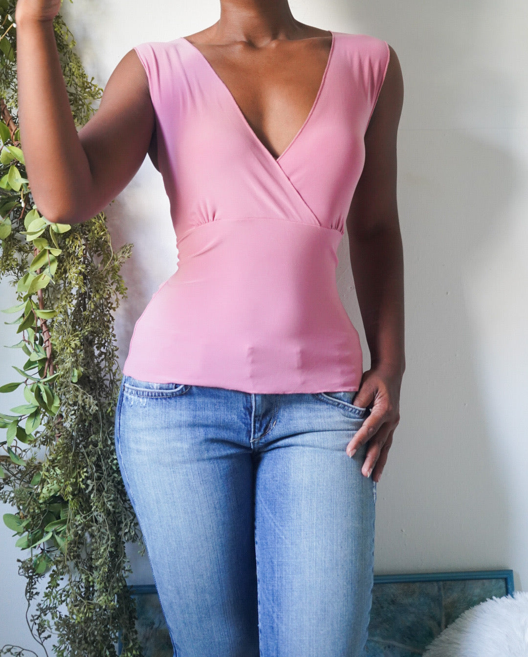 Y2K Staple Pink Crossover Top