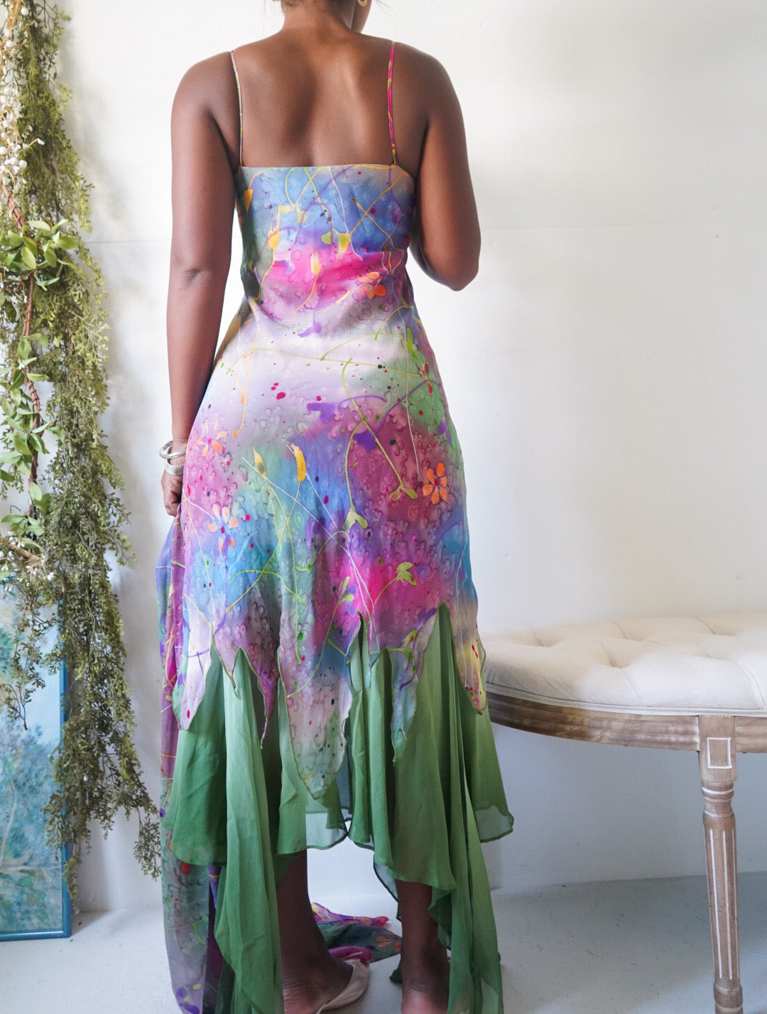 Rare Vintage Y2K Hong Ni Painted Floral Fairy Dress