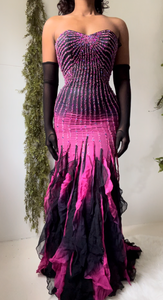 Vintage Ombre Silk Beaded Gown (XS)