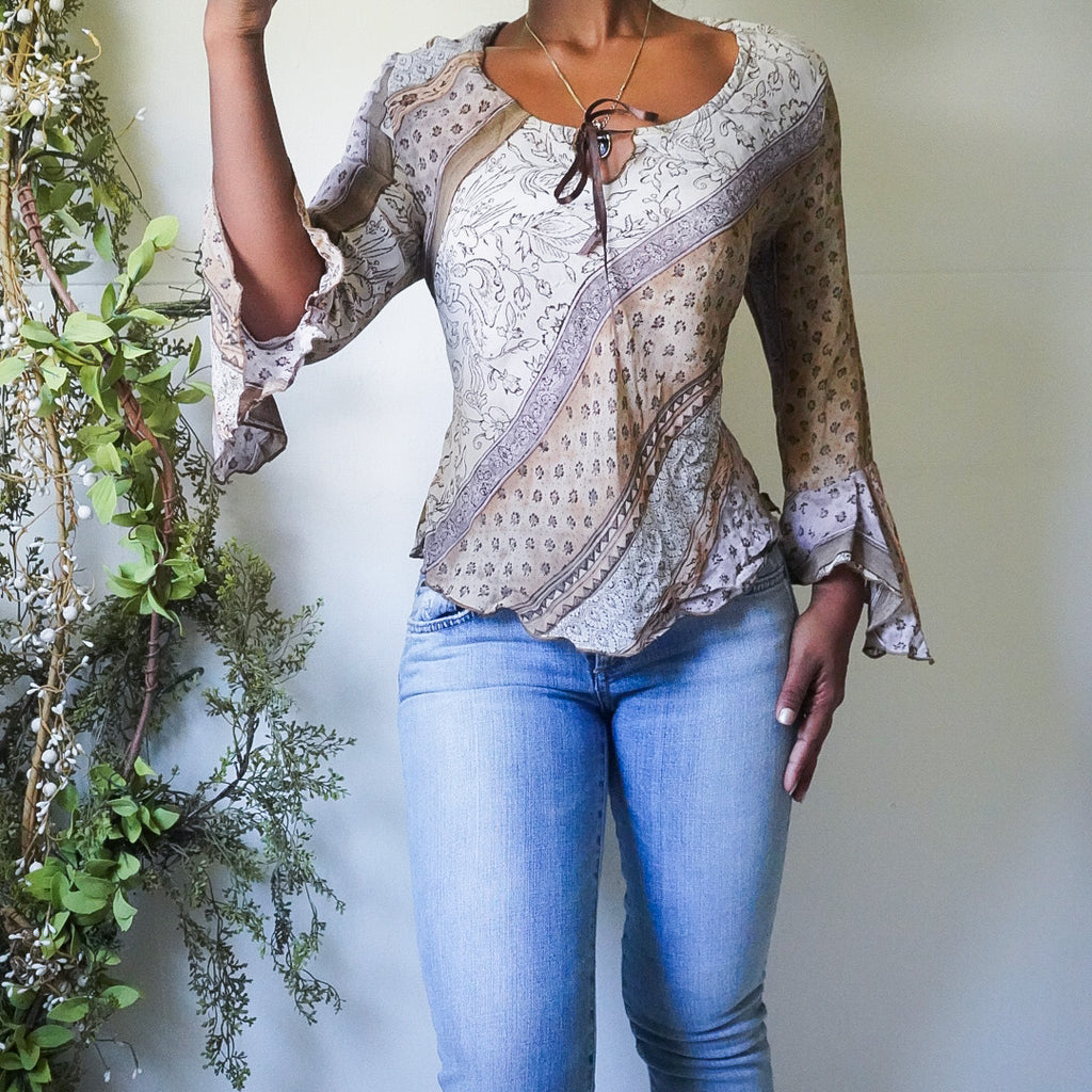Ruffle Sleeve Boho Top