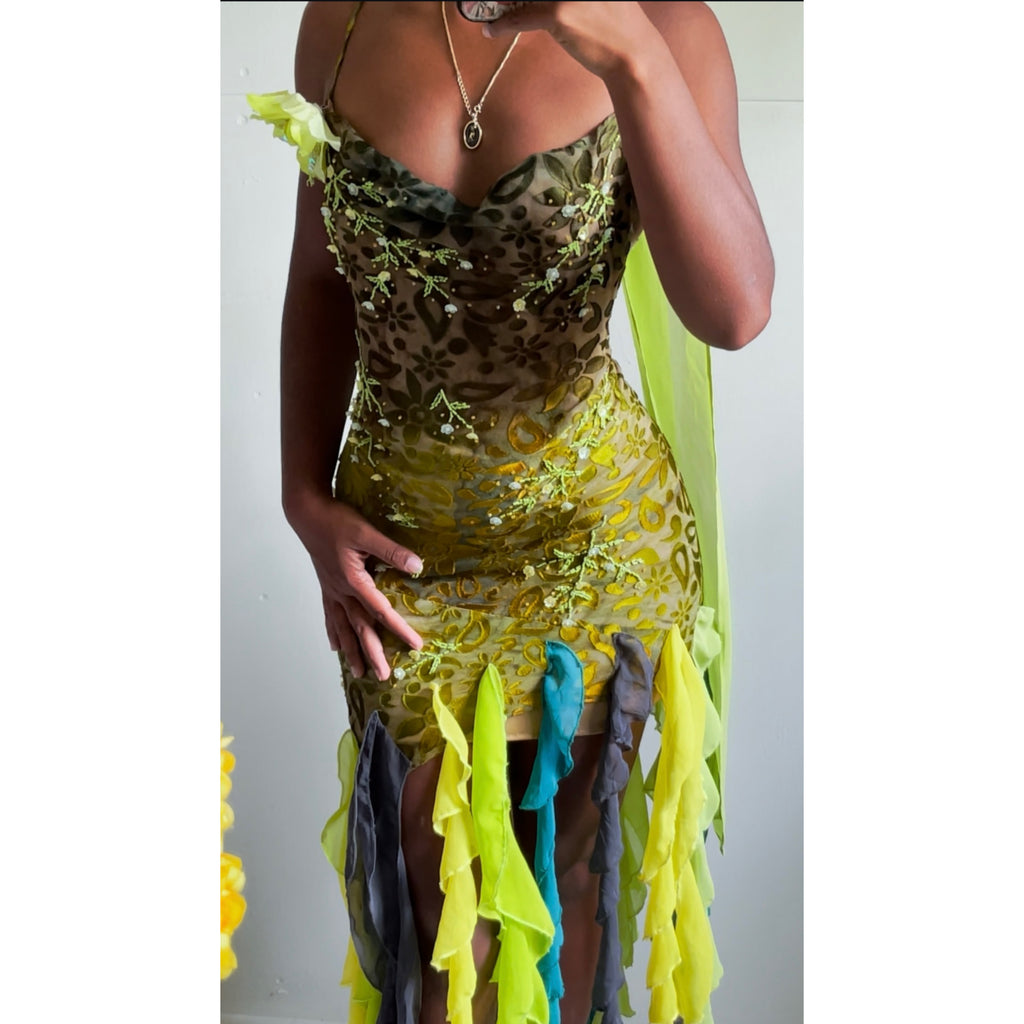 Beaded Bright Forest Fairy Dress