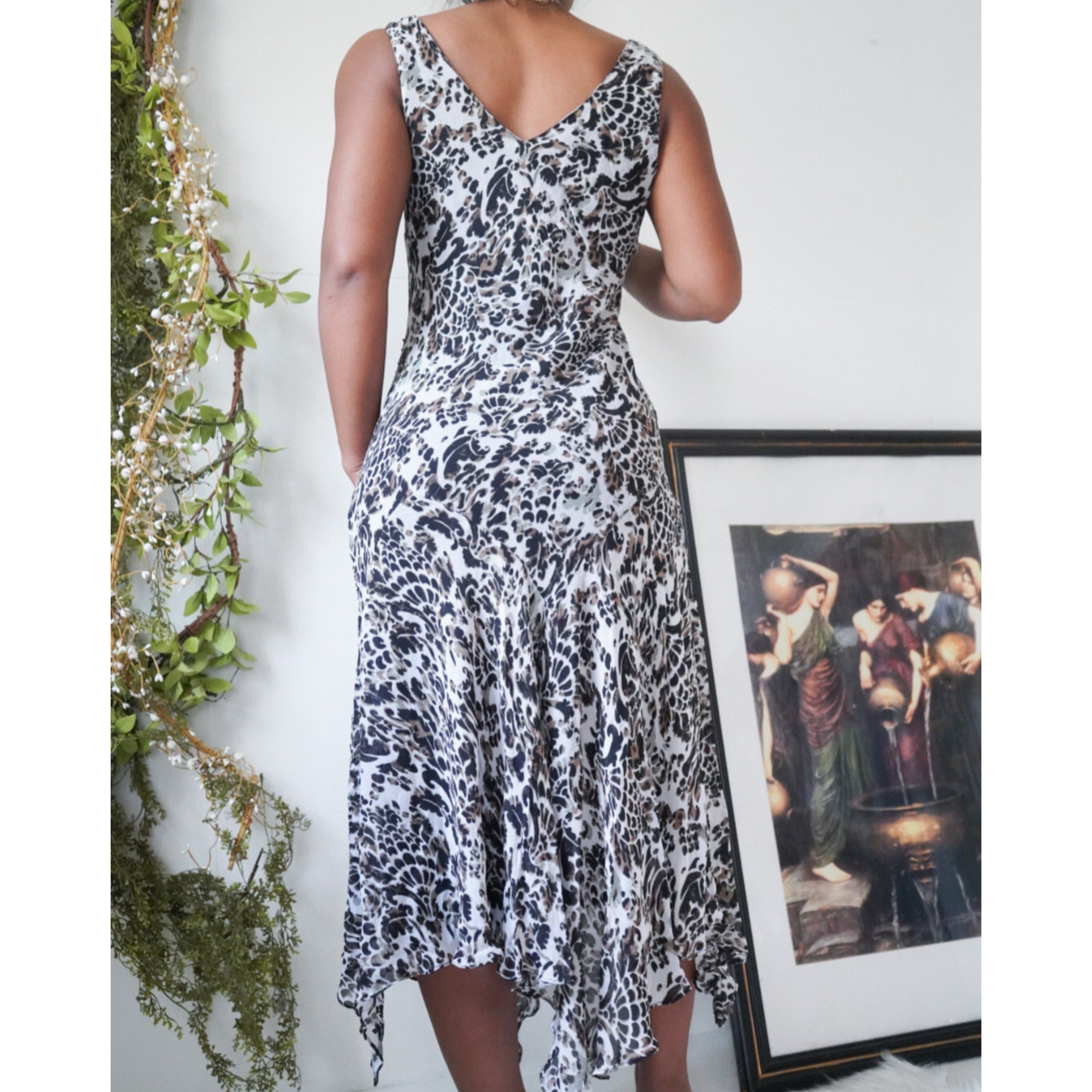 Animal Print Midi Dress with Beading Details