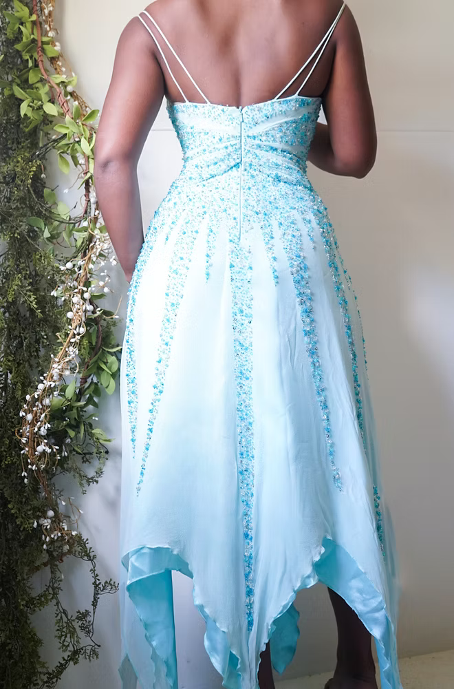 Vintage Y2K Butterfly Beaded Silk Fairy Dress