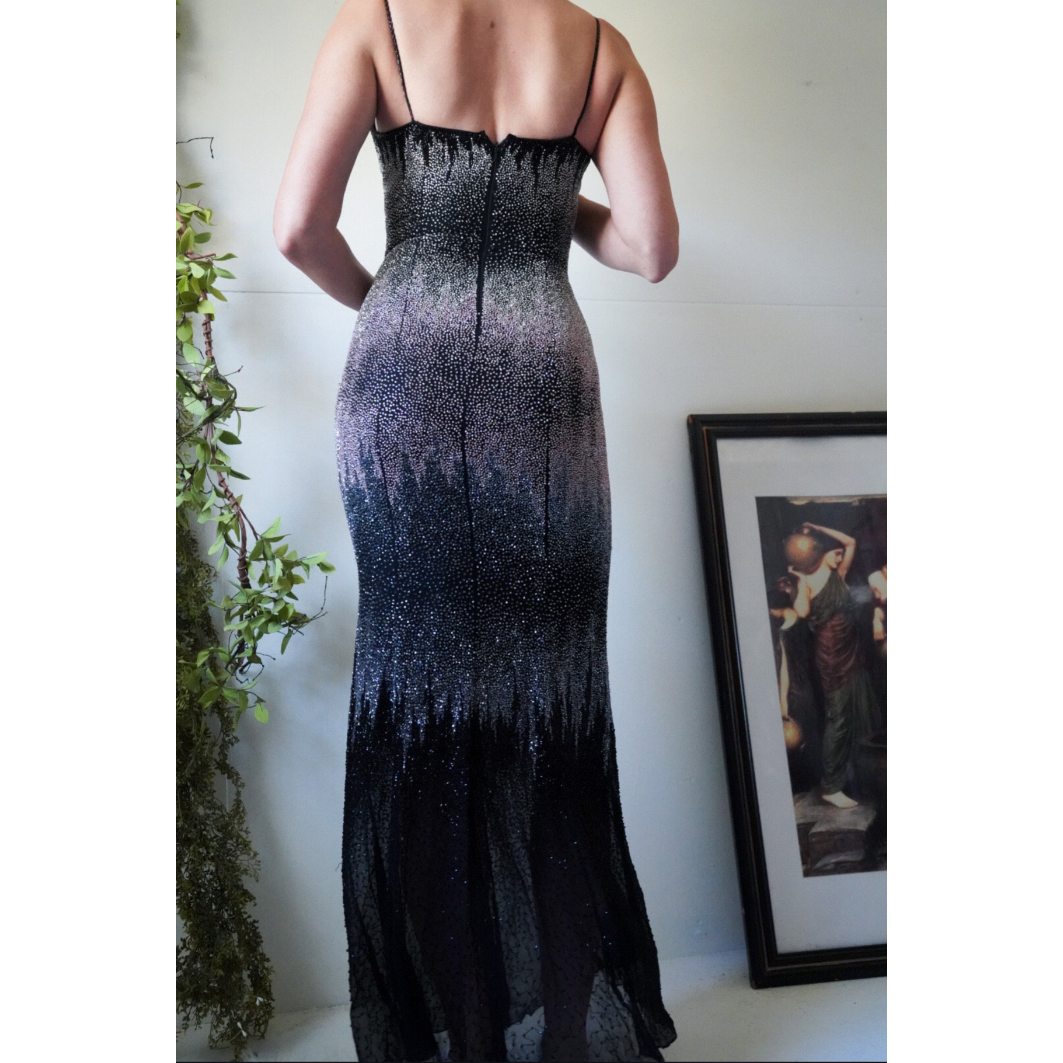 Fully Beaded Silk Gown