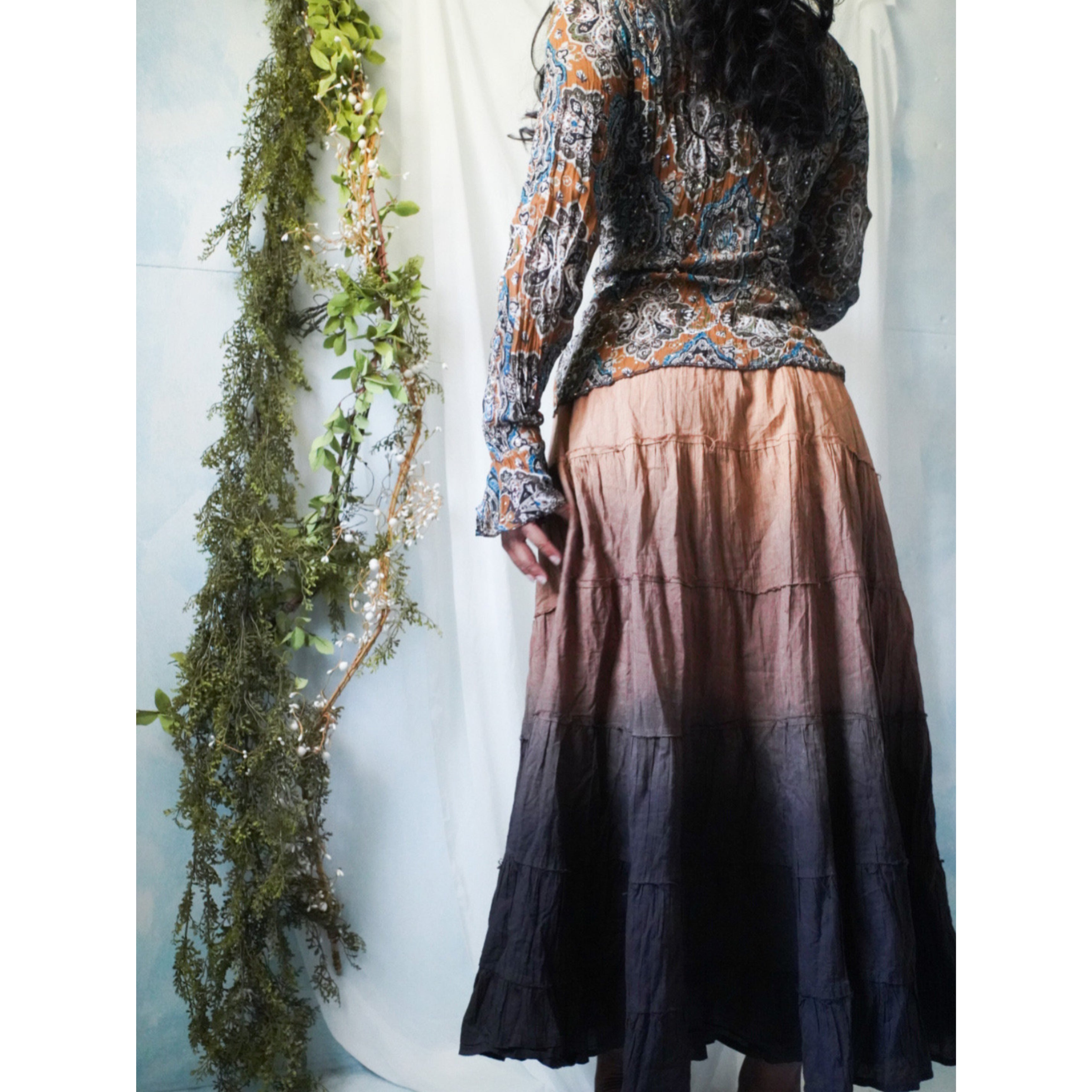 Ombre Brown Tiered Skirt