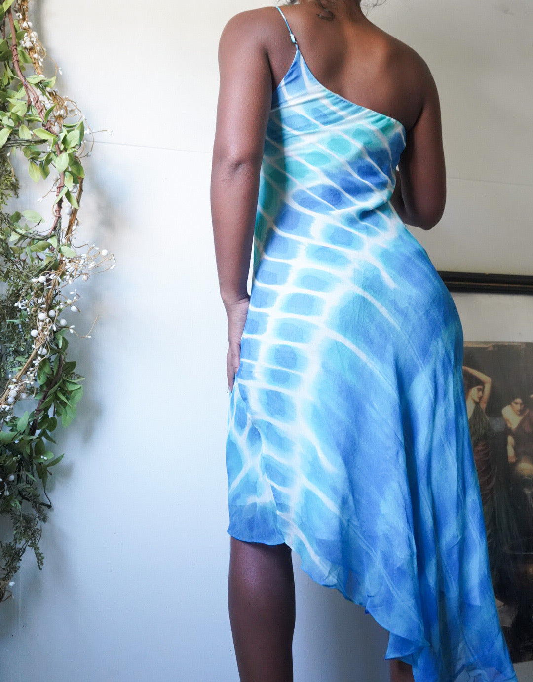 Asymmetric Watercolor Silk Dress