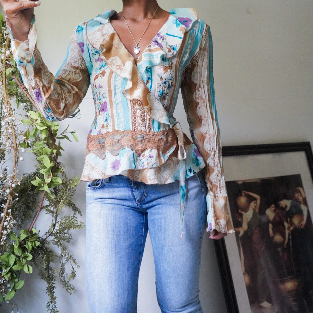 Ruffle Wrap Front Top
