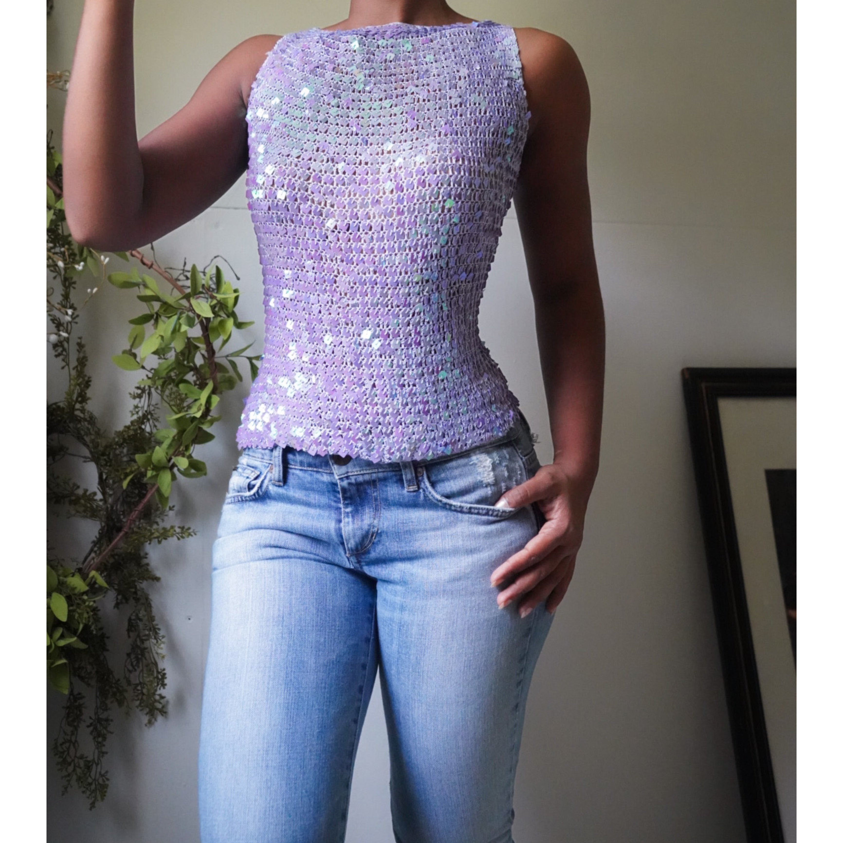 y2k-crochet-knit-lavender-sequin-top-image
