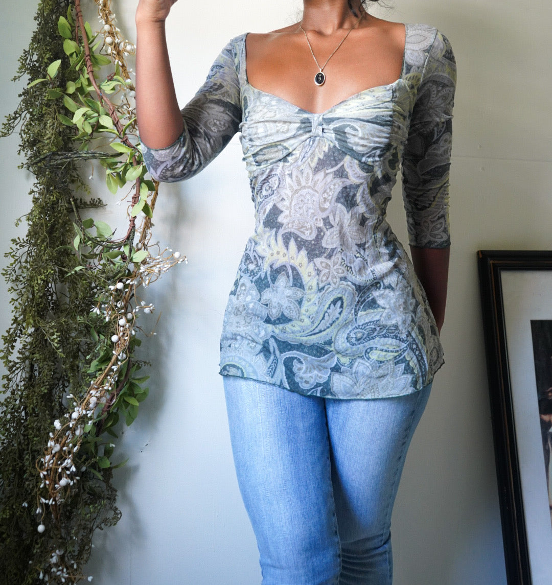 paisley-green-mesh-sweetheart-top-image