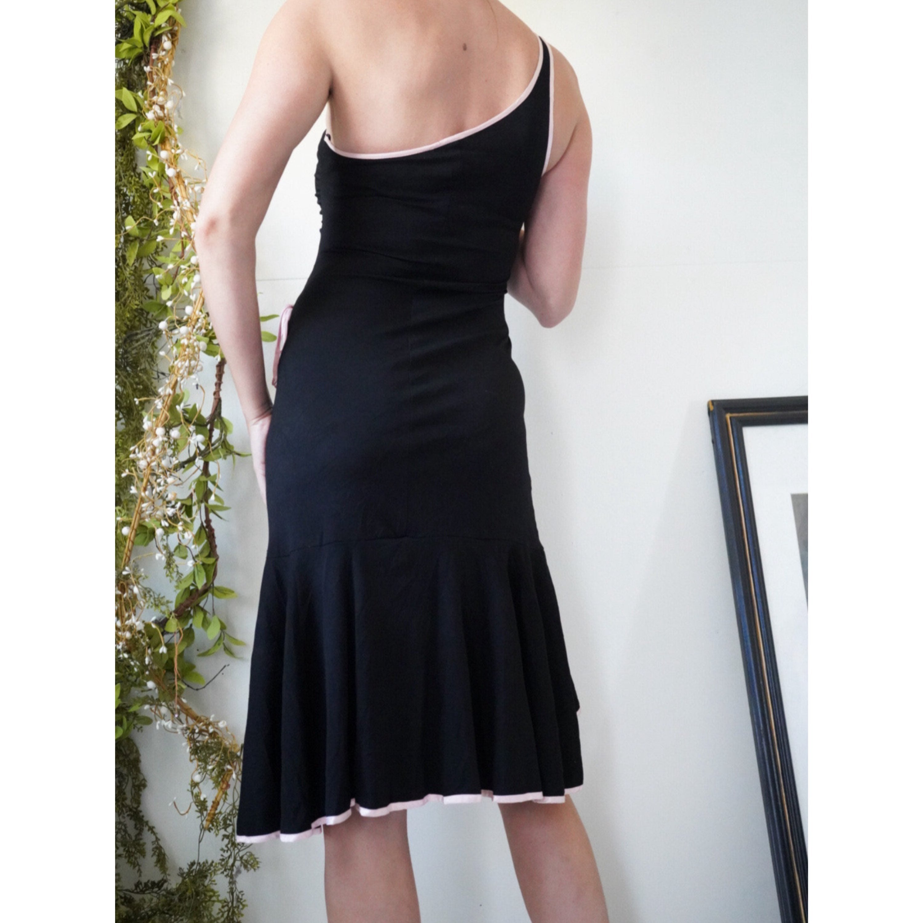 one shoulder black high low dress size small