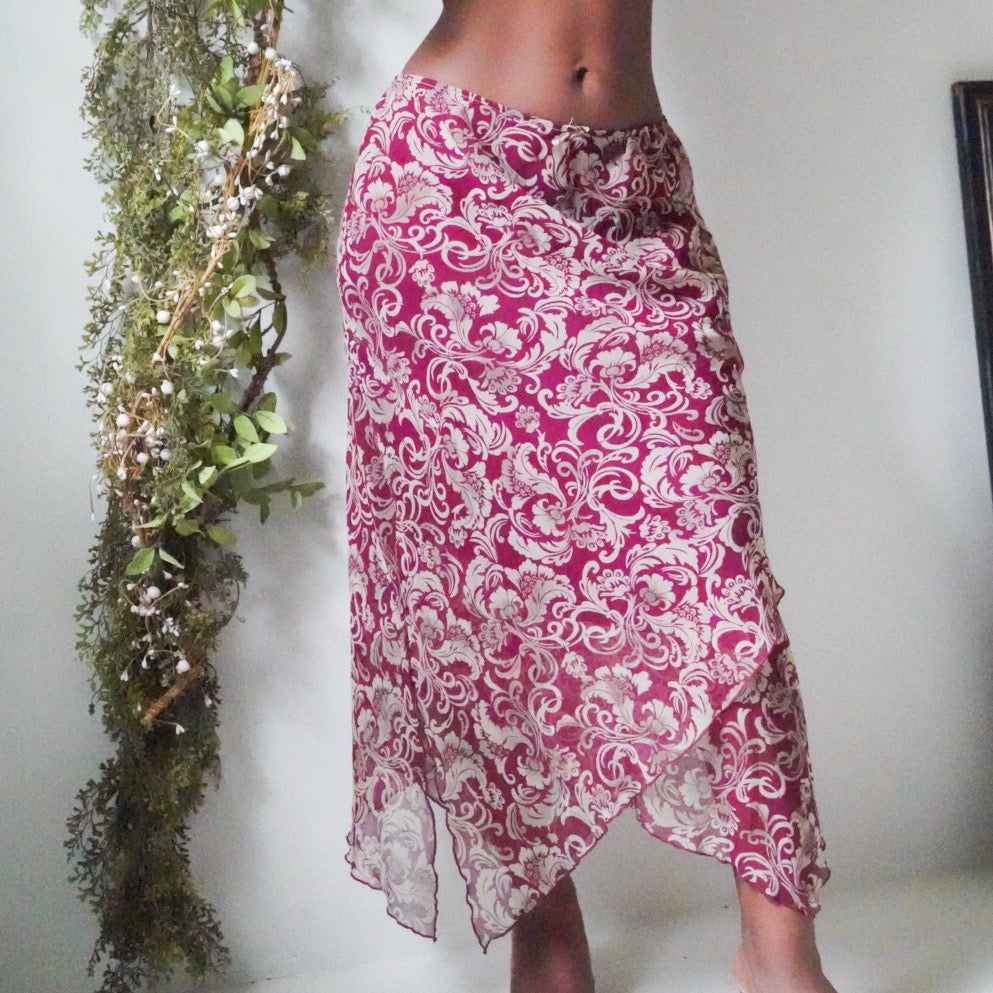 Wine and Tan Paisley Skirt