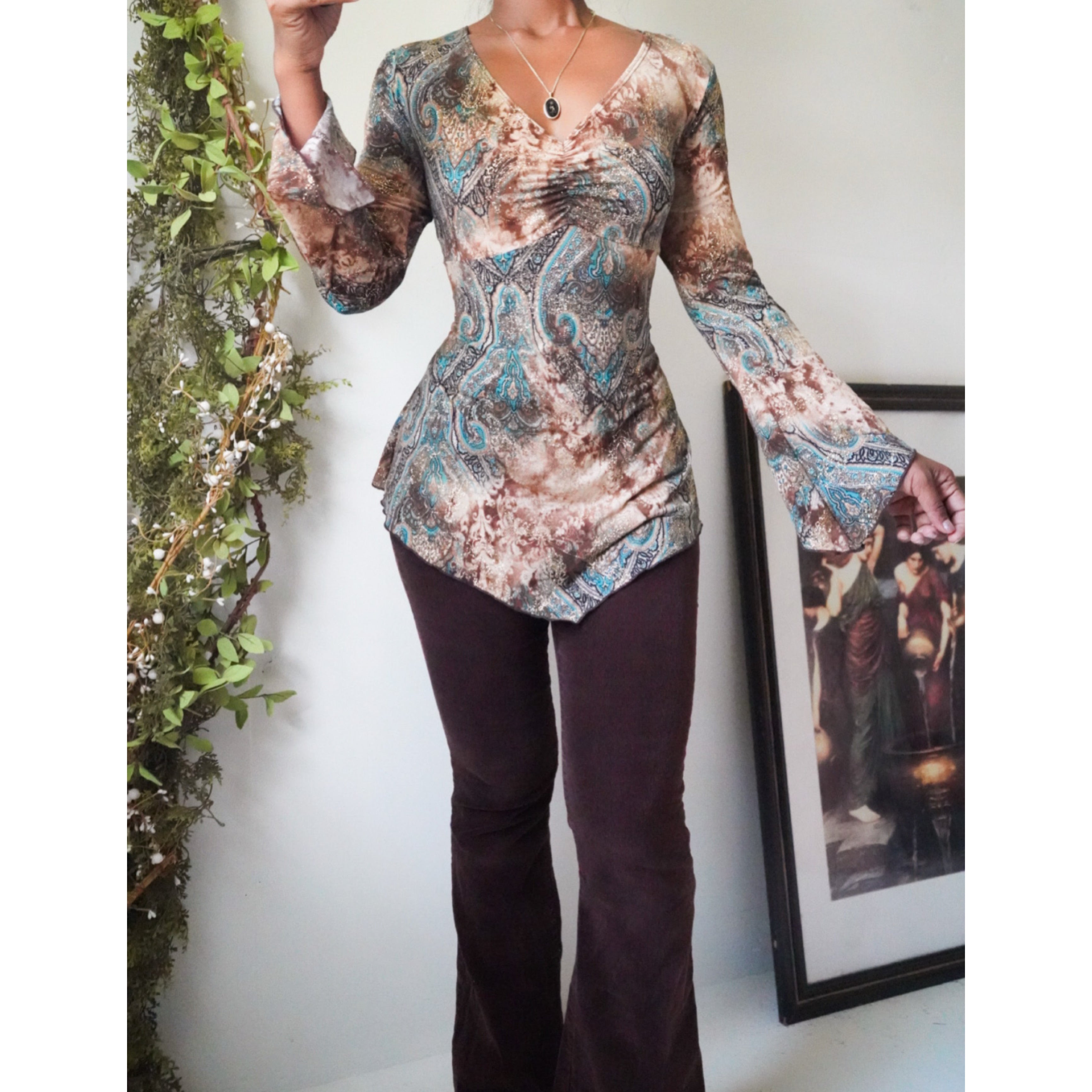 boho-paisley-flare-sleeve-top-image
