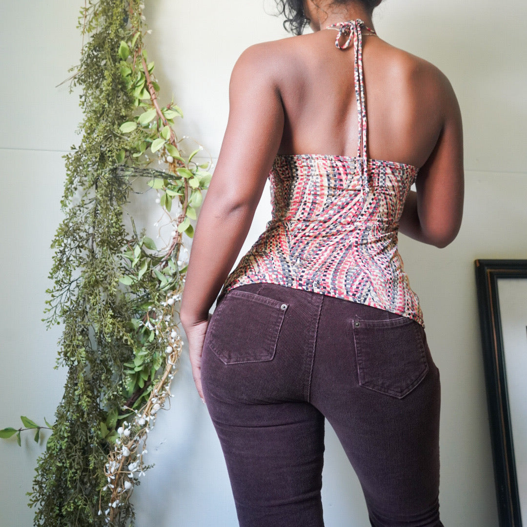 Abstract Boho Halter Top