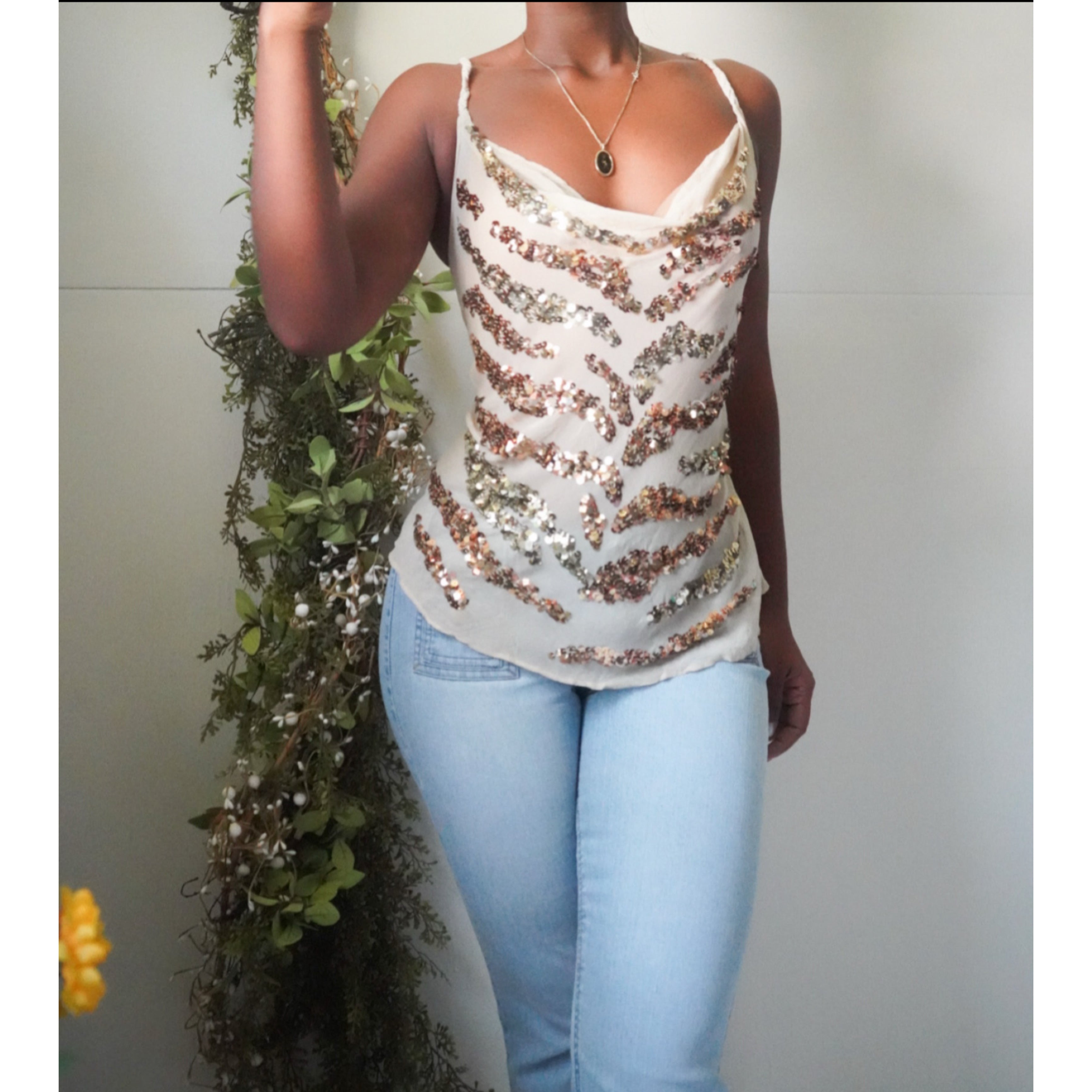 silk-sequin-front-cowl-neck-cami-image