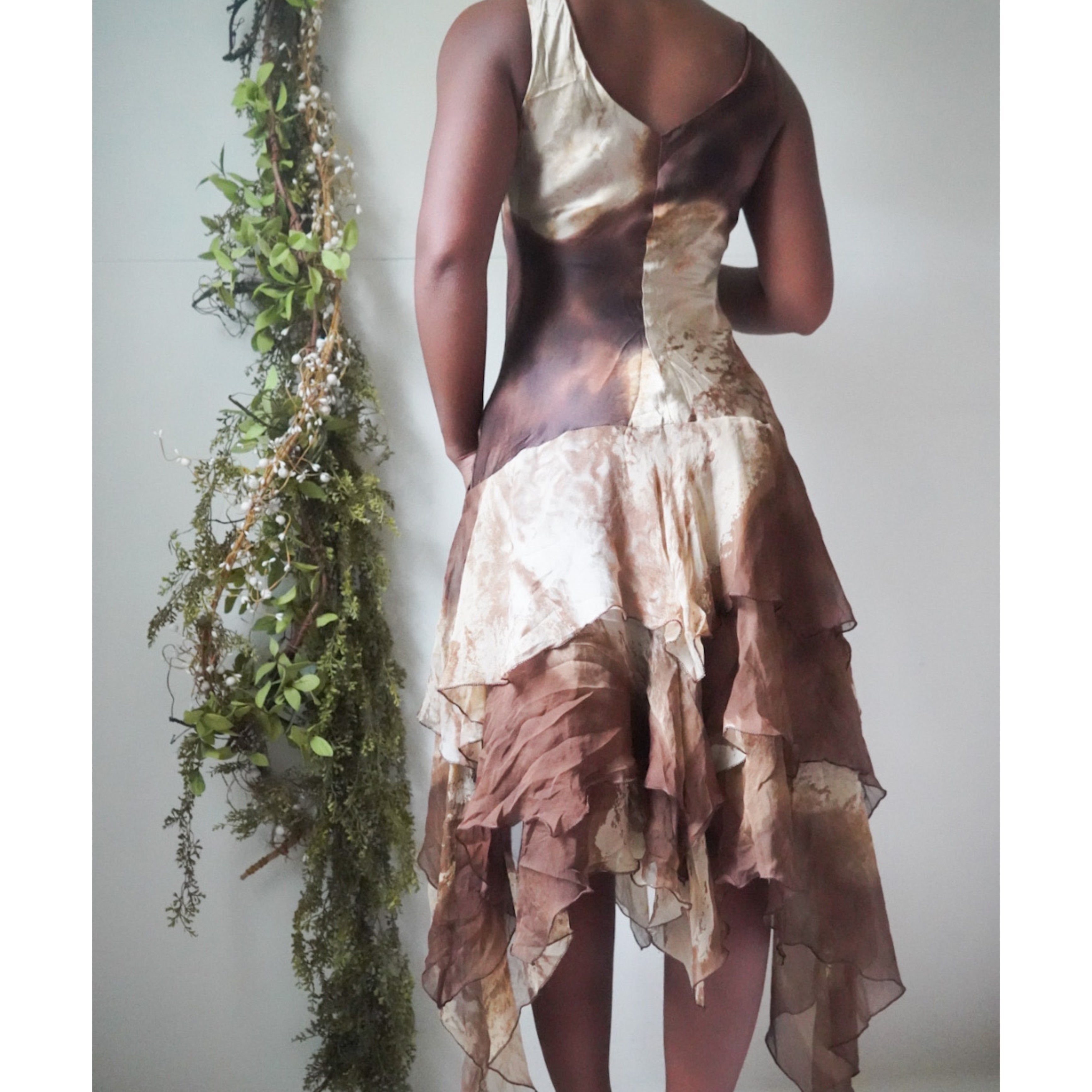 Silk Boho Abstract Fairy Hem Dress