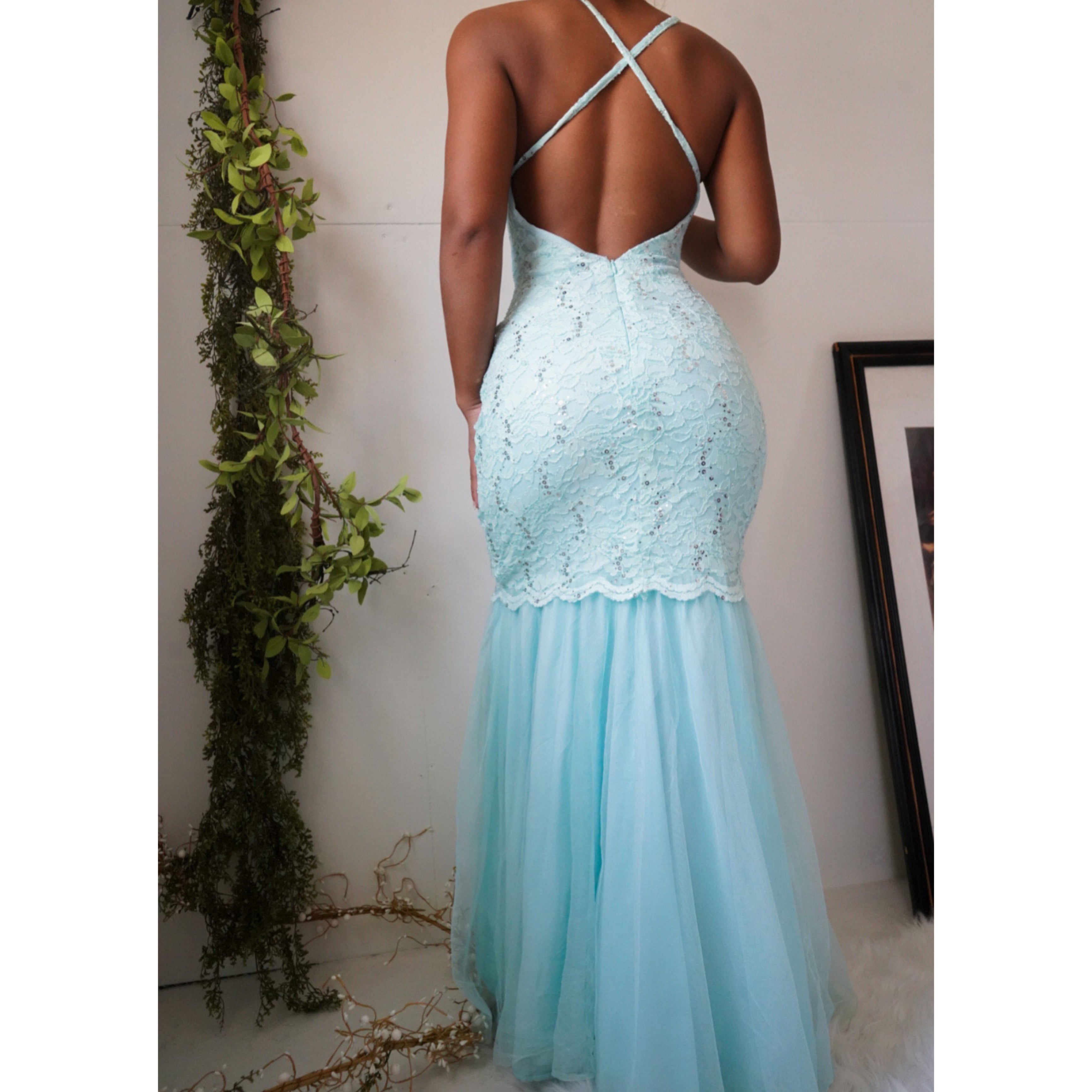Lace and Tulle Sequin Mermaid Gown