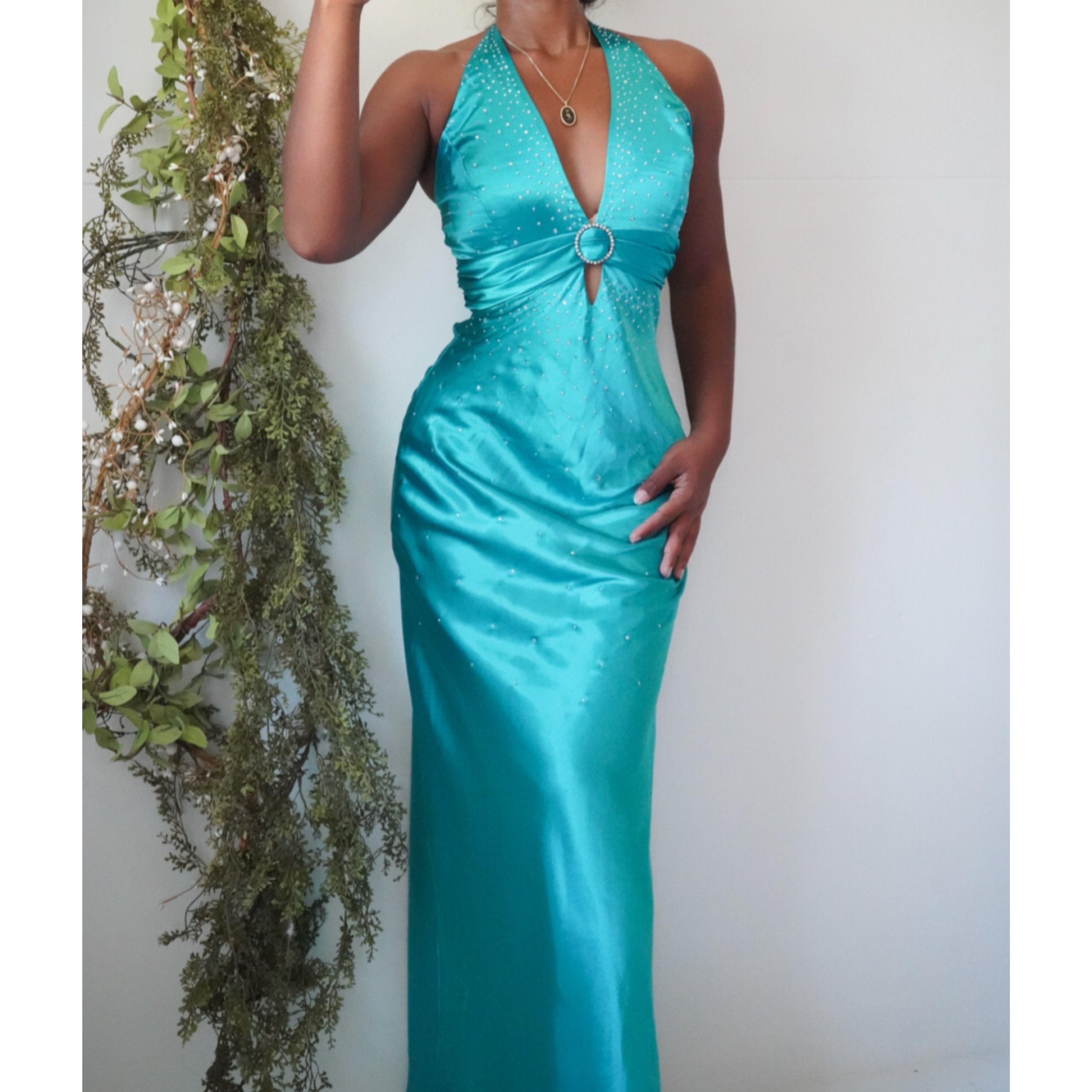 rhinestone-turquoise-satin-halter-formal-dress-image