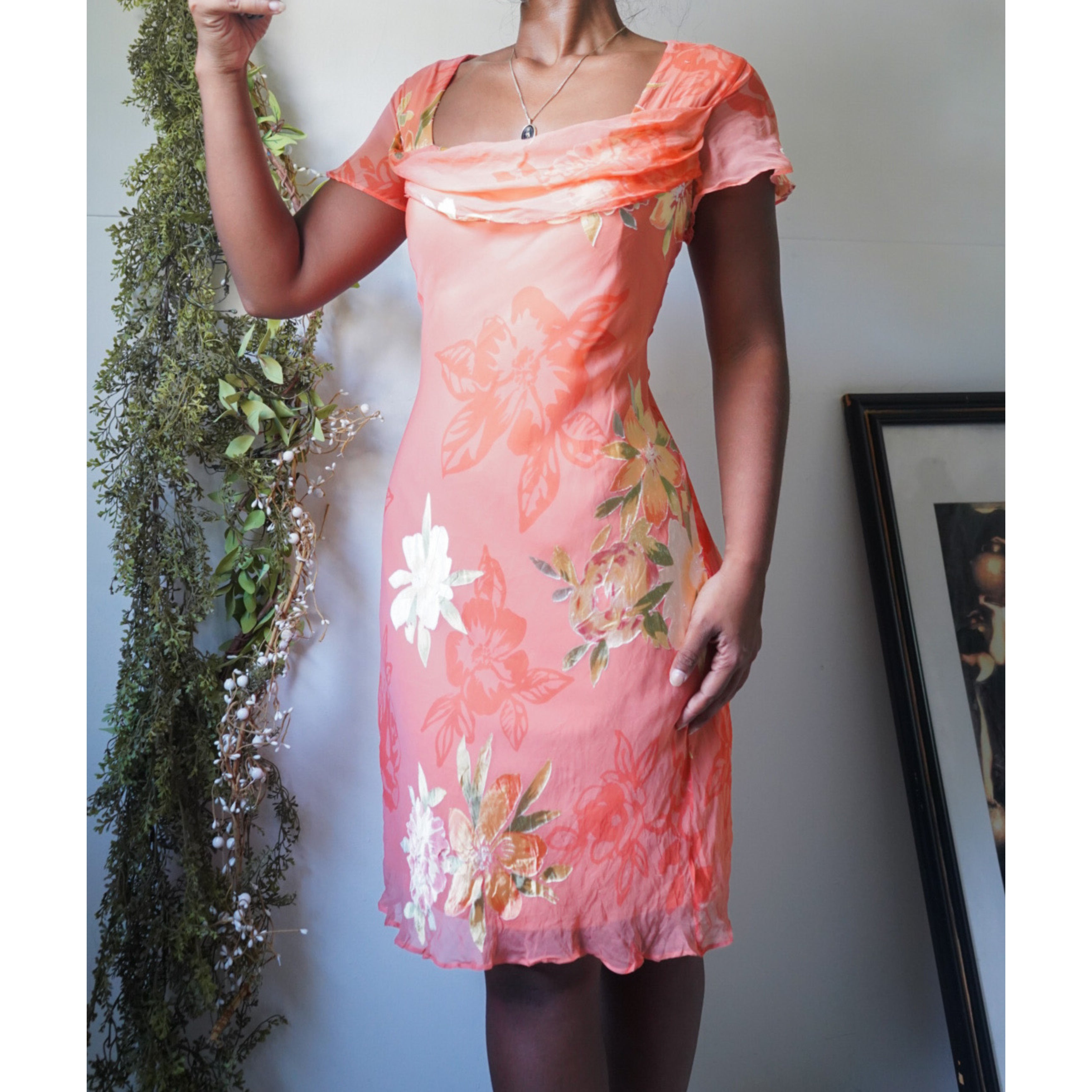 Coral Orange Burnout Dress