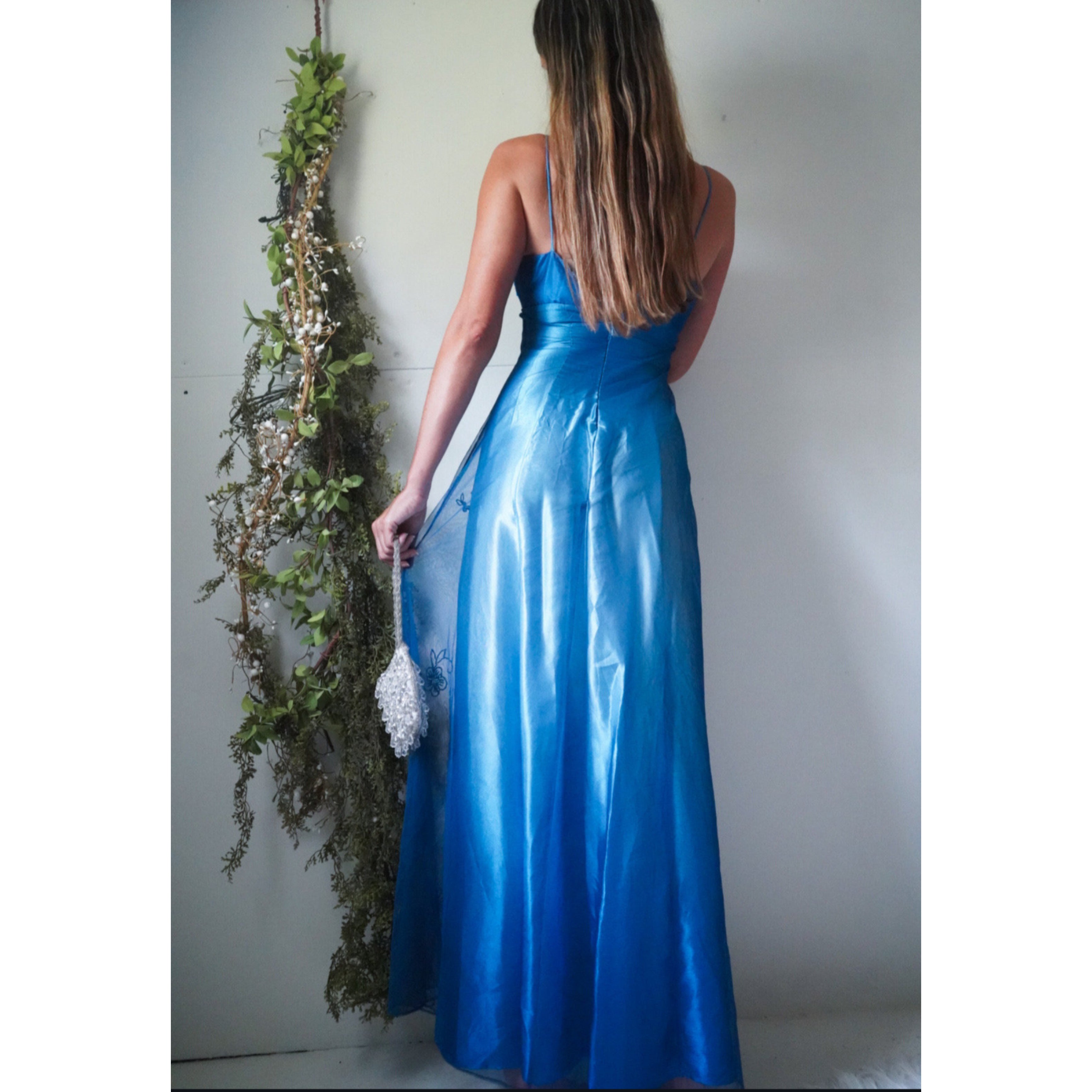 floral beaded split front gown size