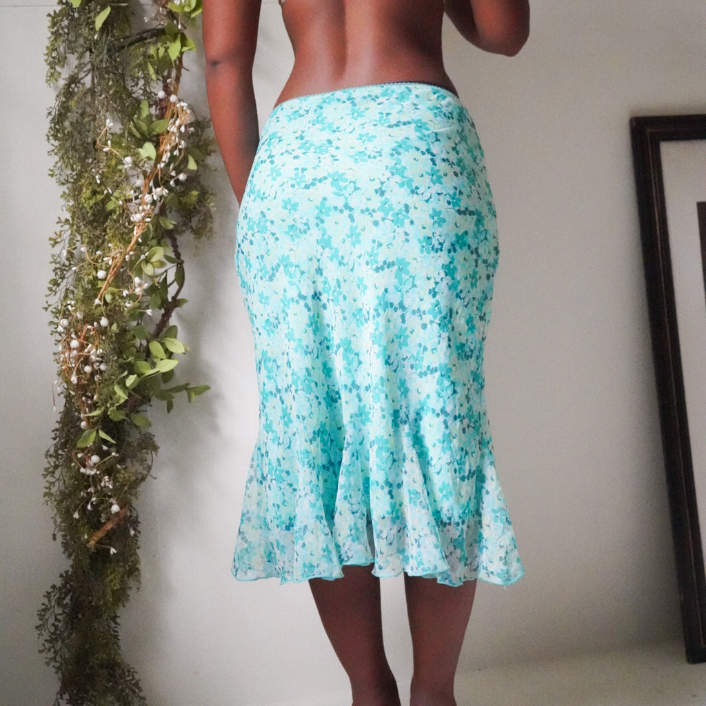 Turquoise Tiny Floral Skirt