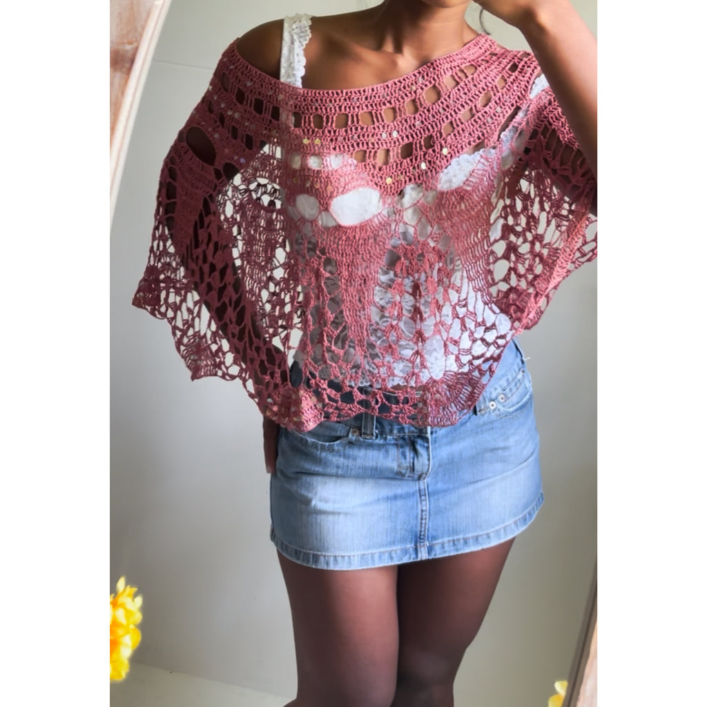 rare-pink-crochet-knit-sequin-poncho-image