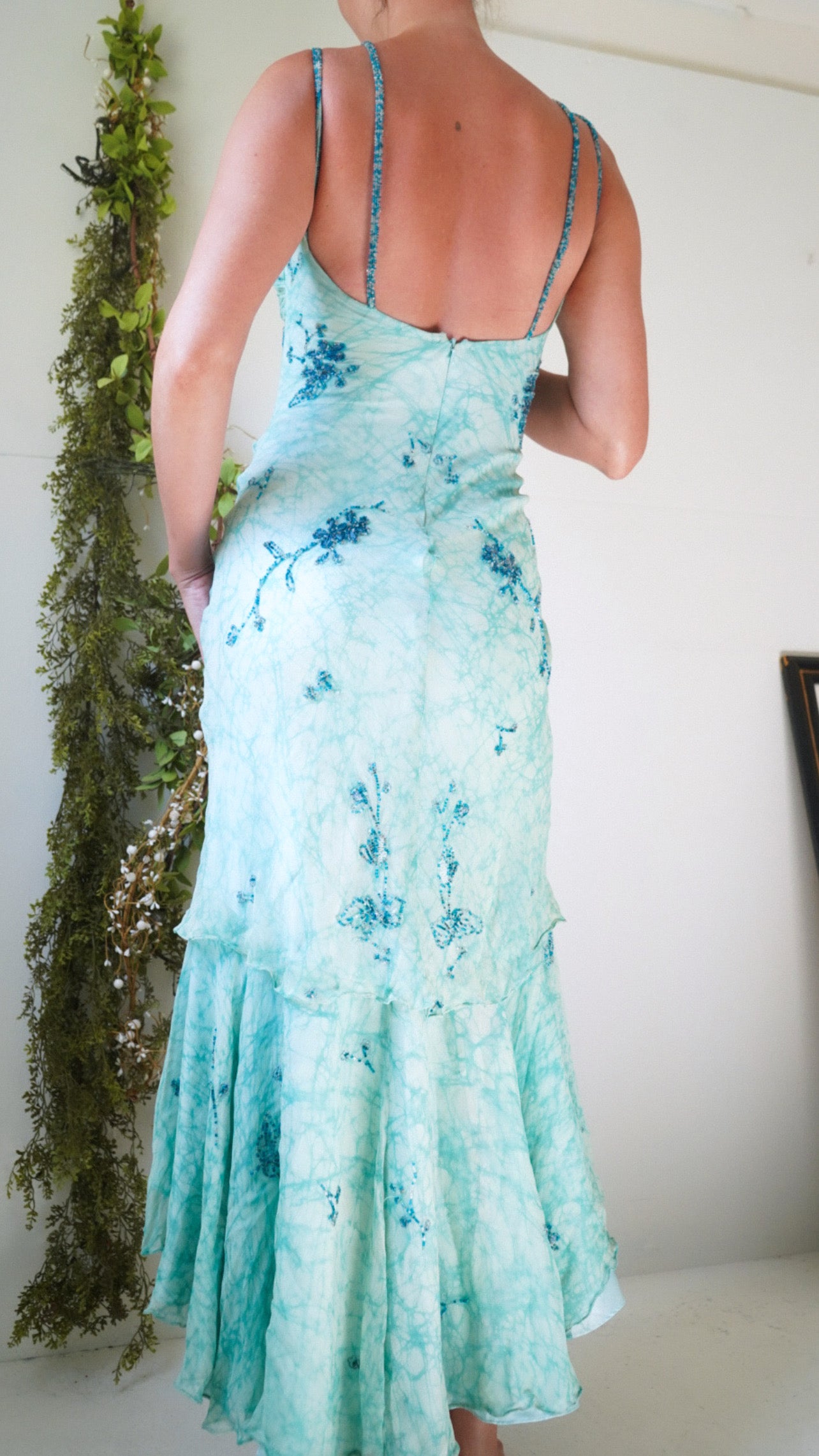 beaded silk dress