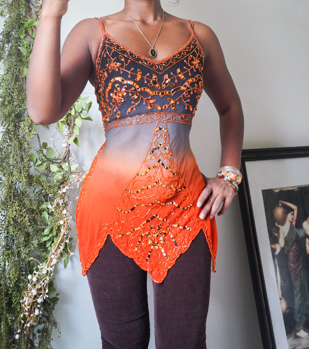 Boho Beaded Silk Fairy Top