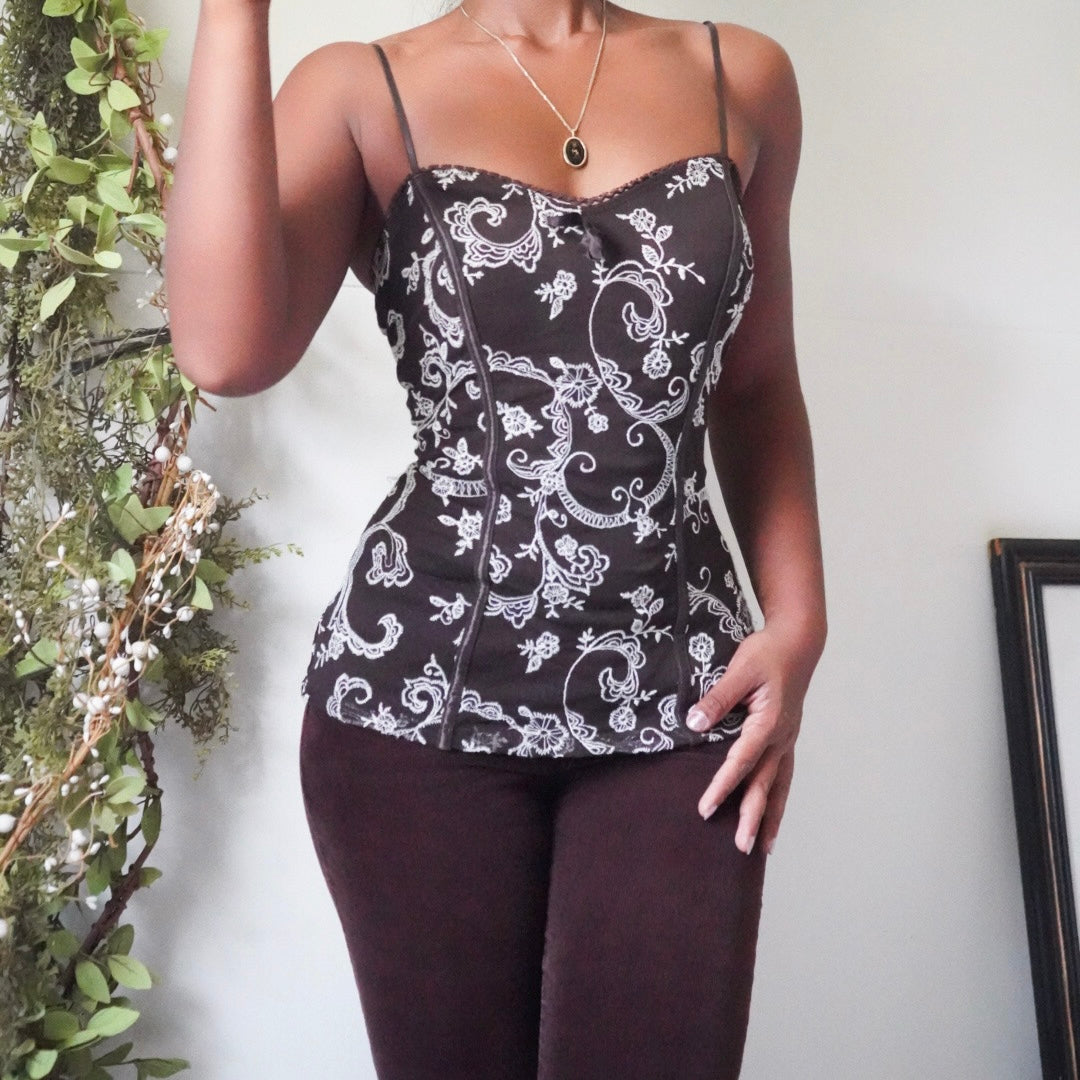 brown-and-white-bustier-style-cami-image