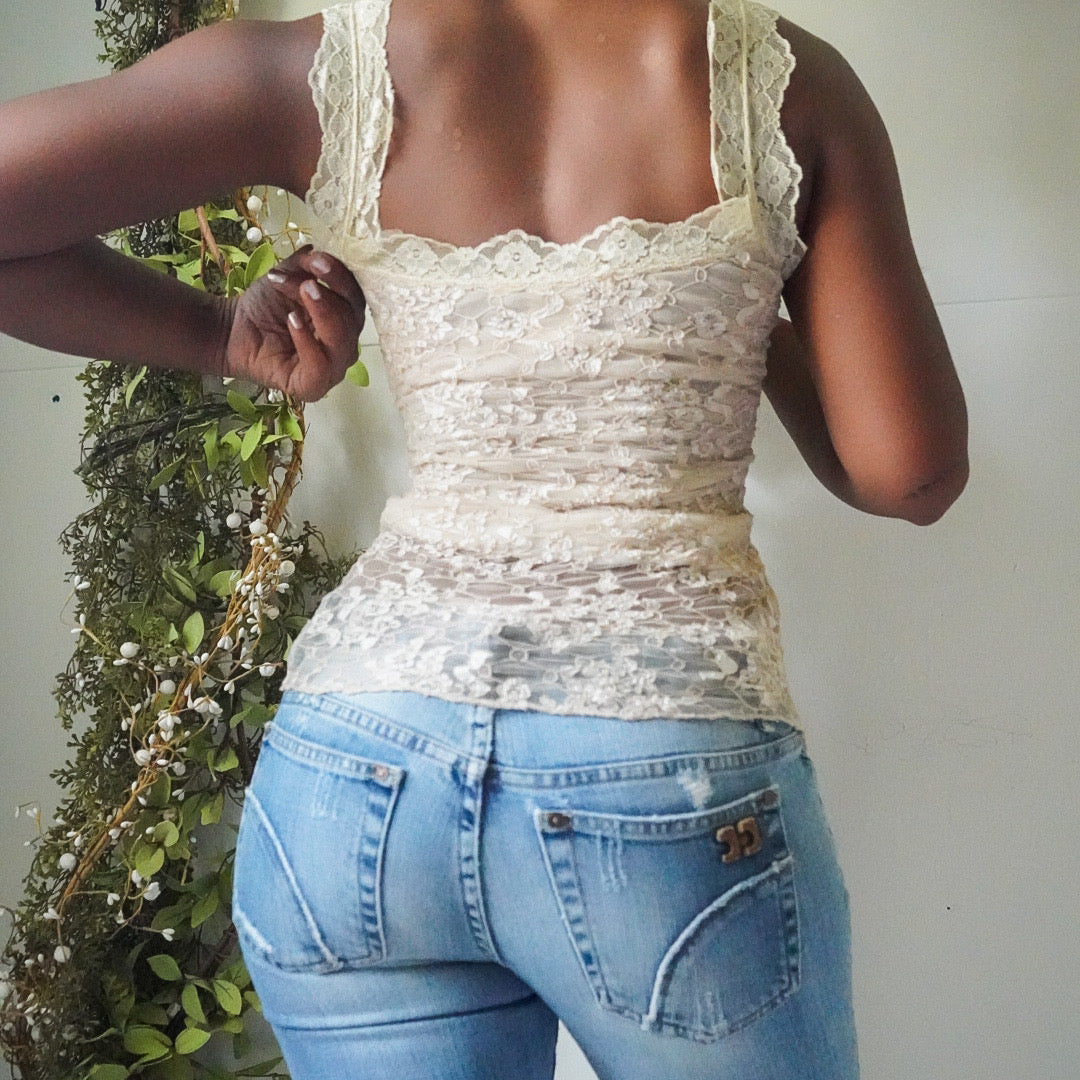 Cream Lace Coquette Fairy Cami