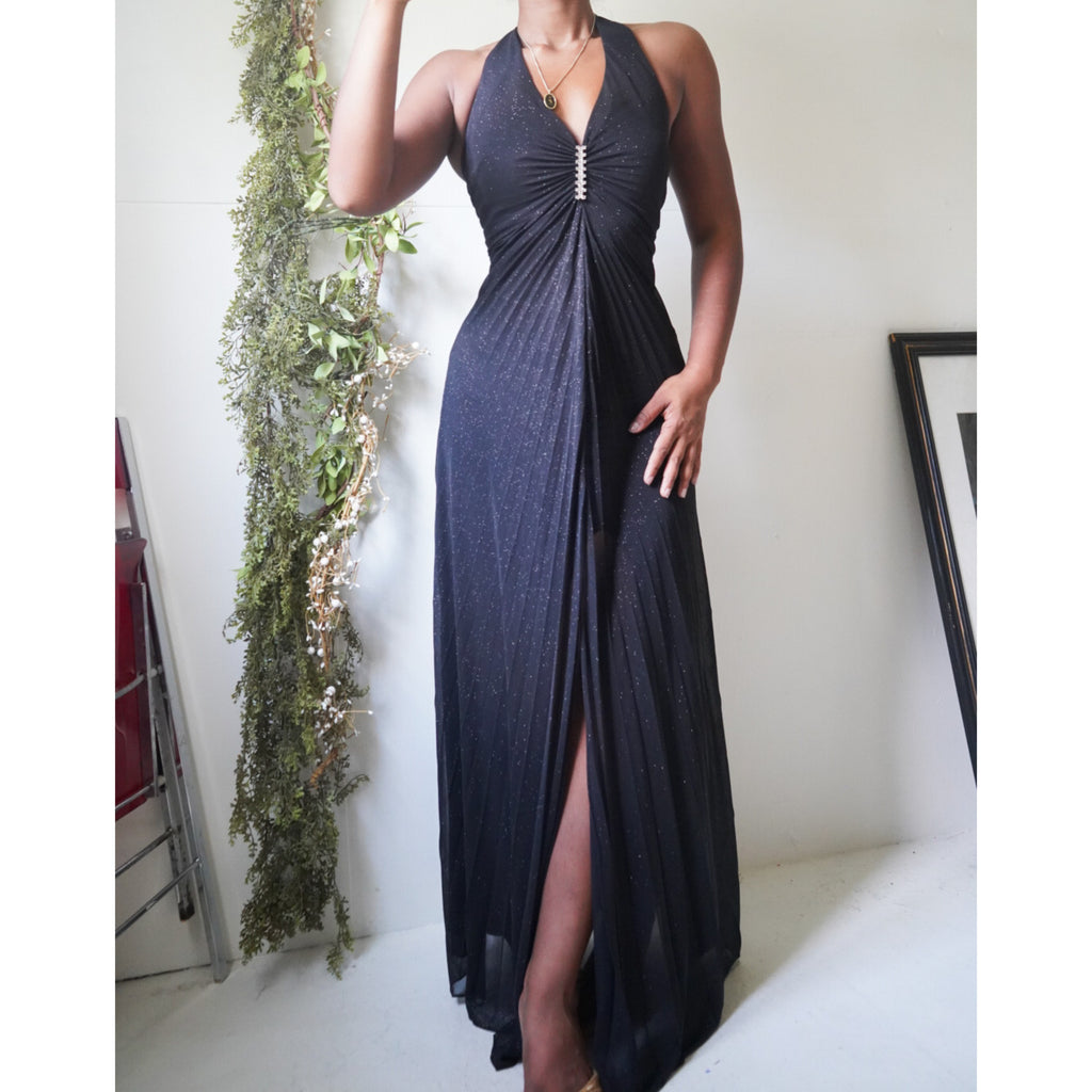 black-glitter-pleat-halter-gown-image