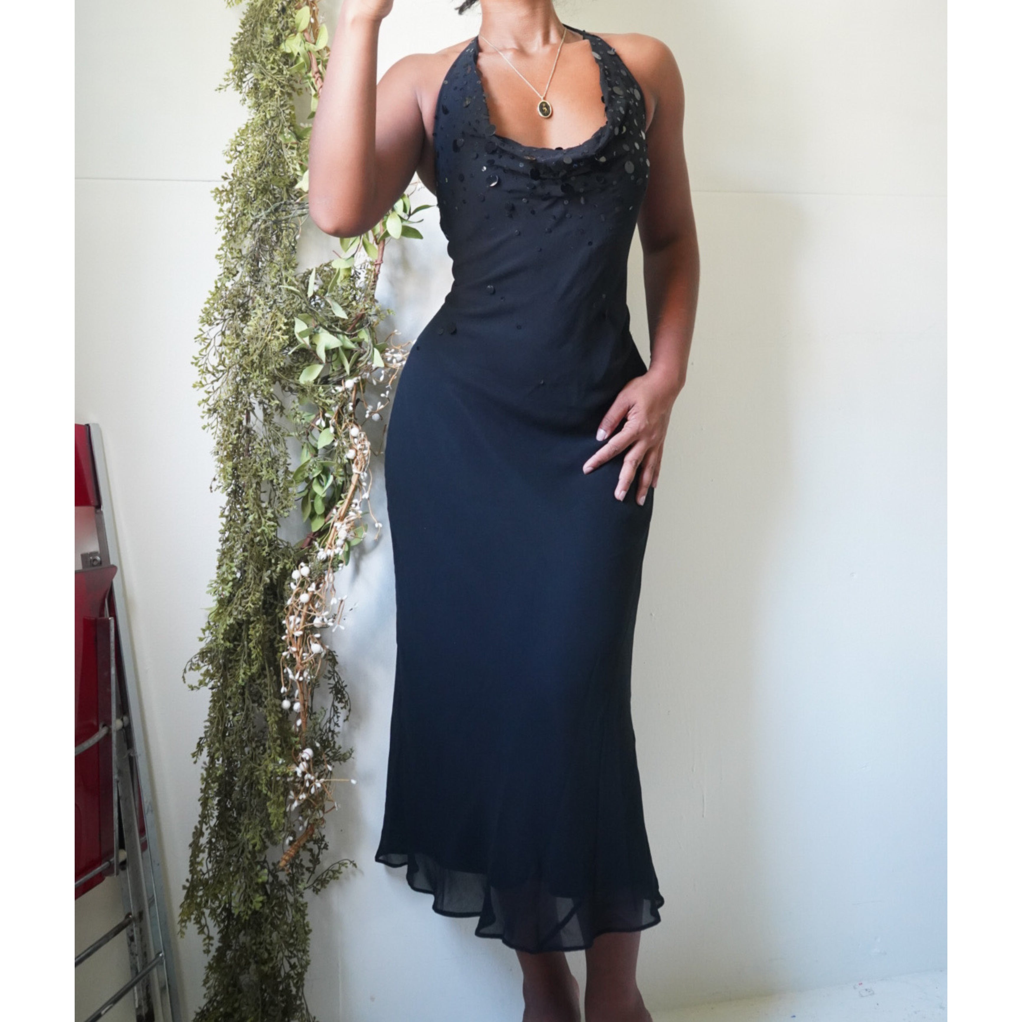 sequin-detail-silk-cowl-neck-dress-image