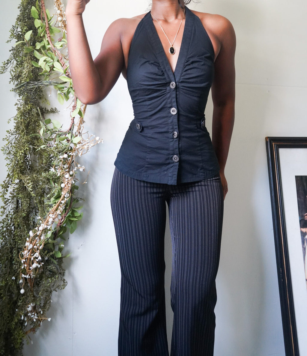 Black Halter Vest Top