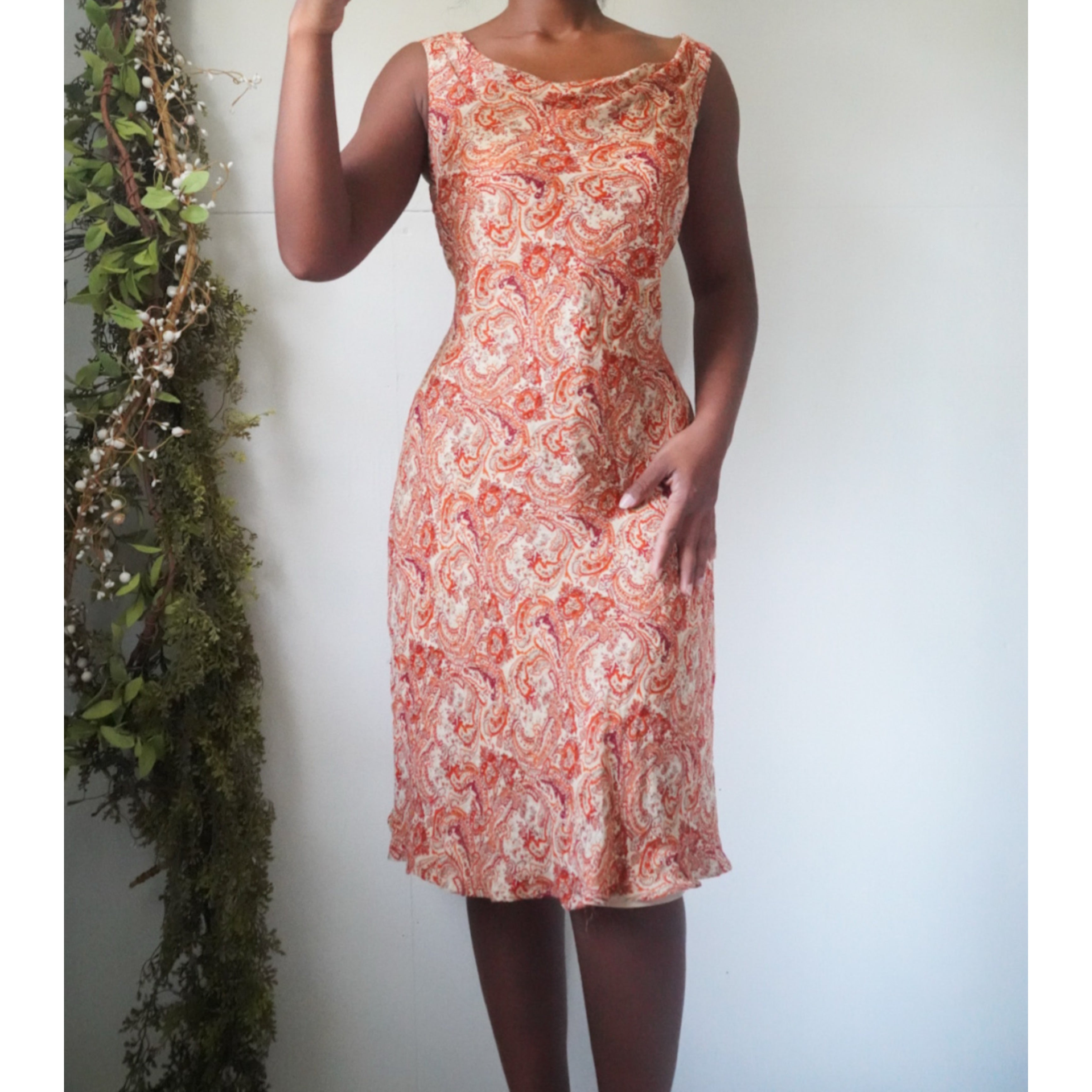 tan-and-orange-paisley-boho-dress-image