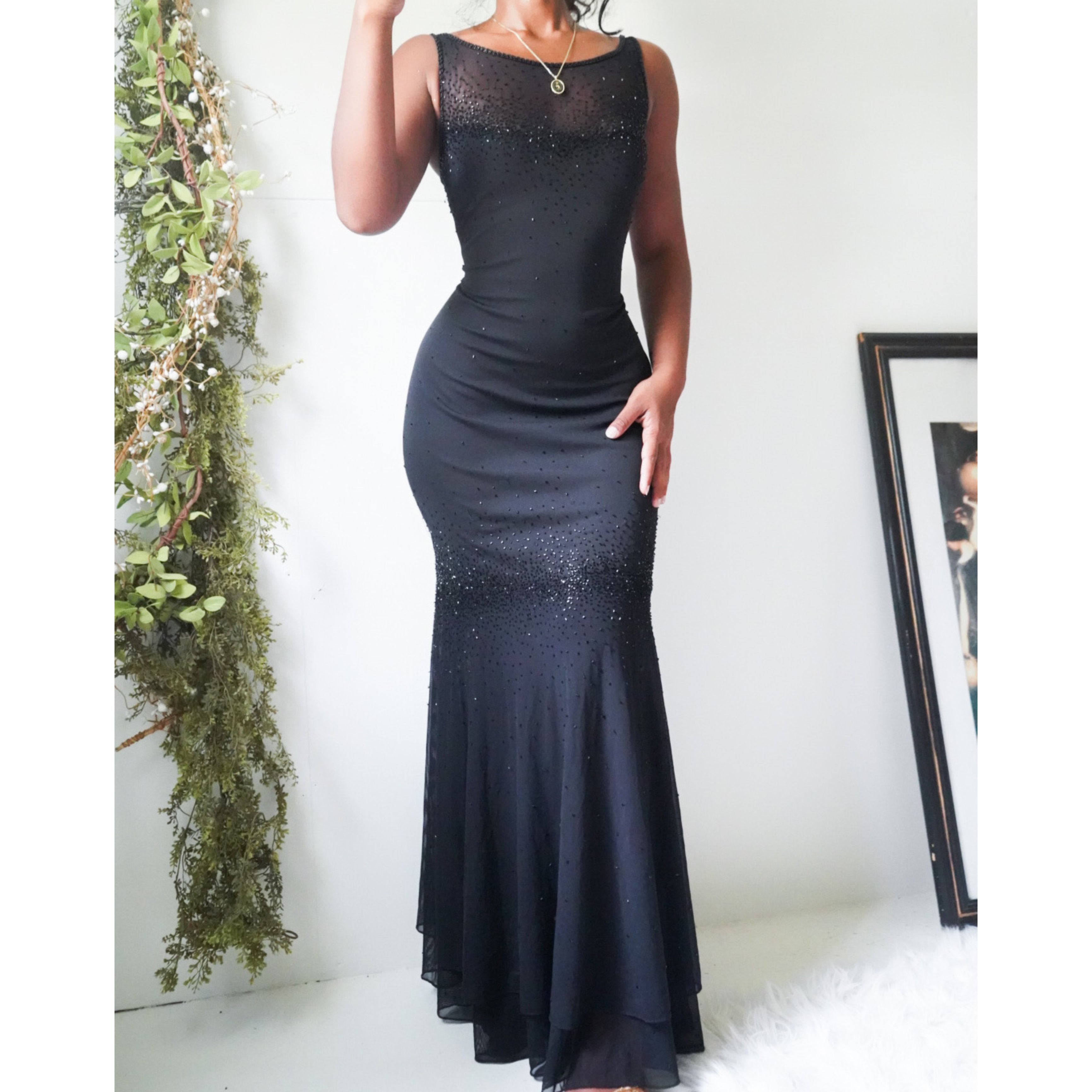 Illusion Beaded Gown