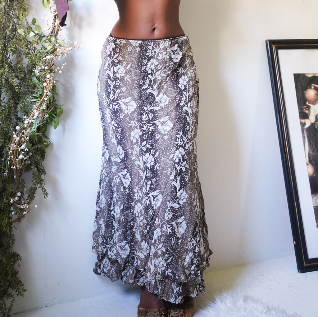 Boho Abstract Floral Maxi Skirt