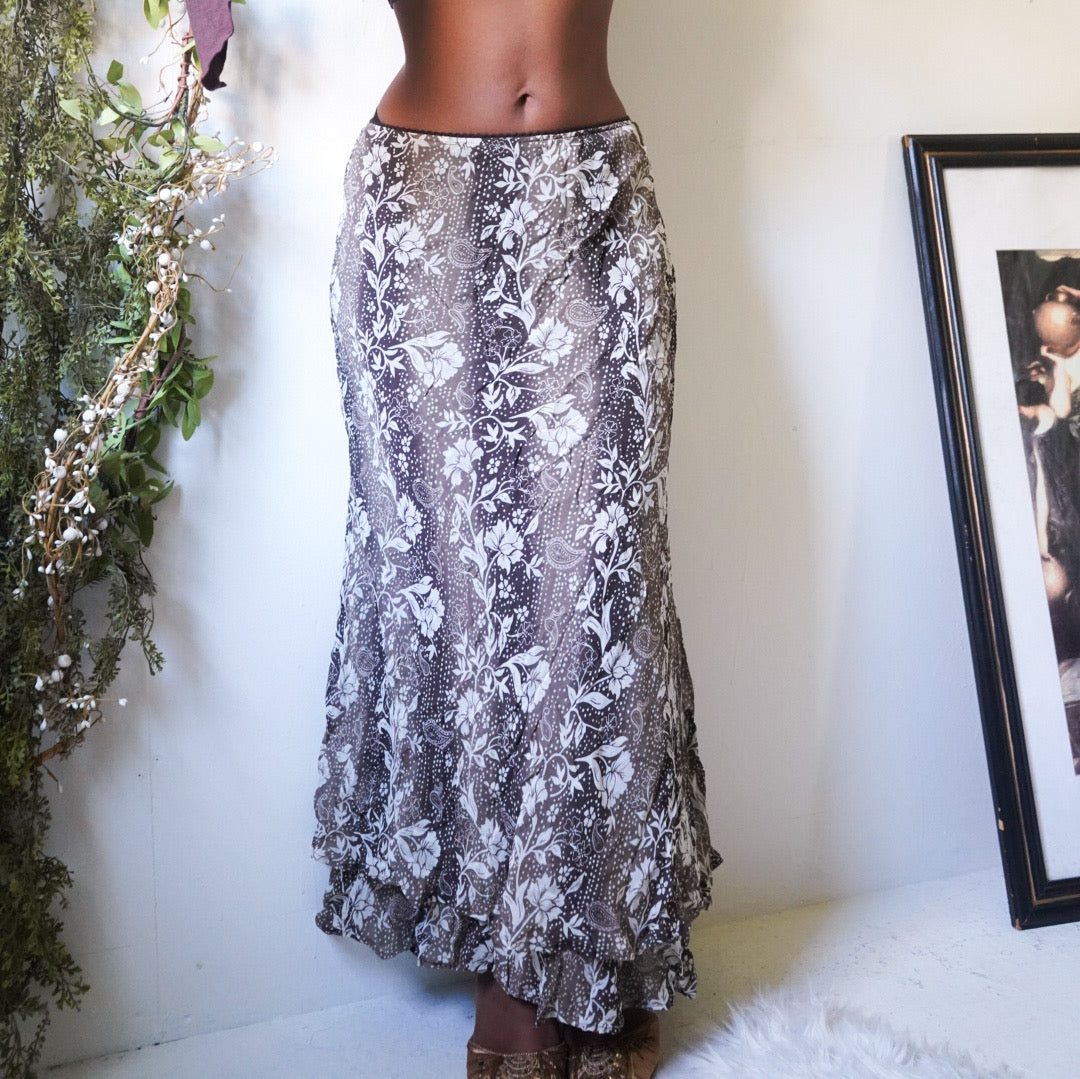 Boho Abstract Floral Maxi Skirt