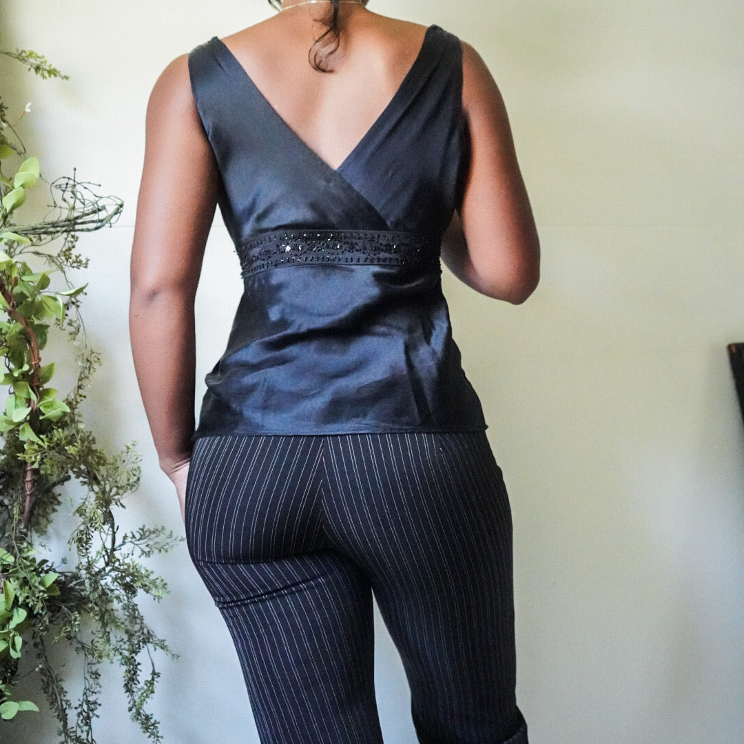 Black Silk Staple Top