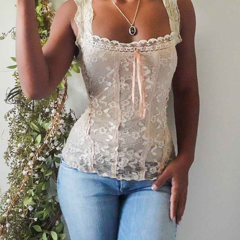 Cream Lace Coquette Fairy Cami