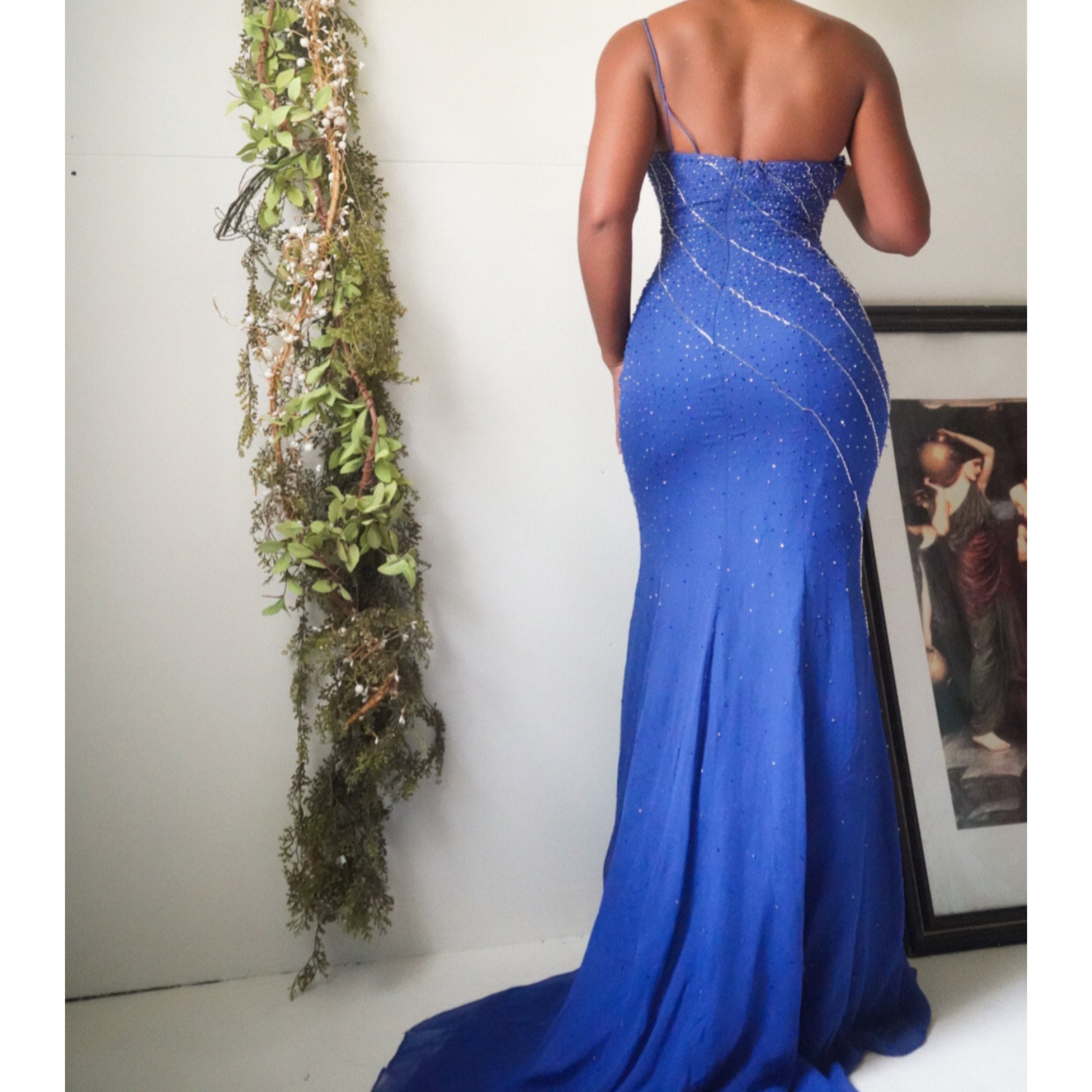 Silk Beaded One Shoulder Gown