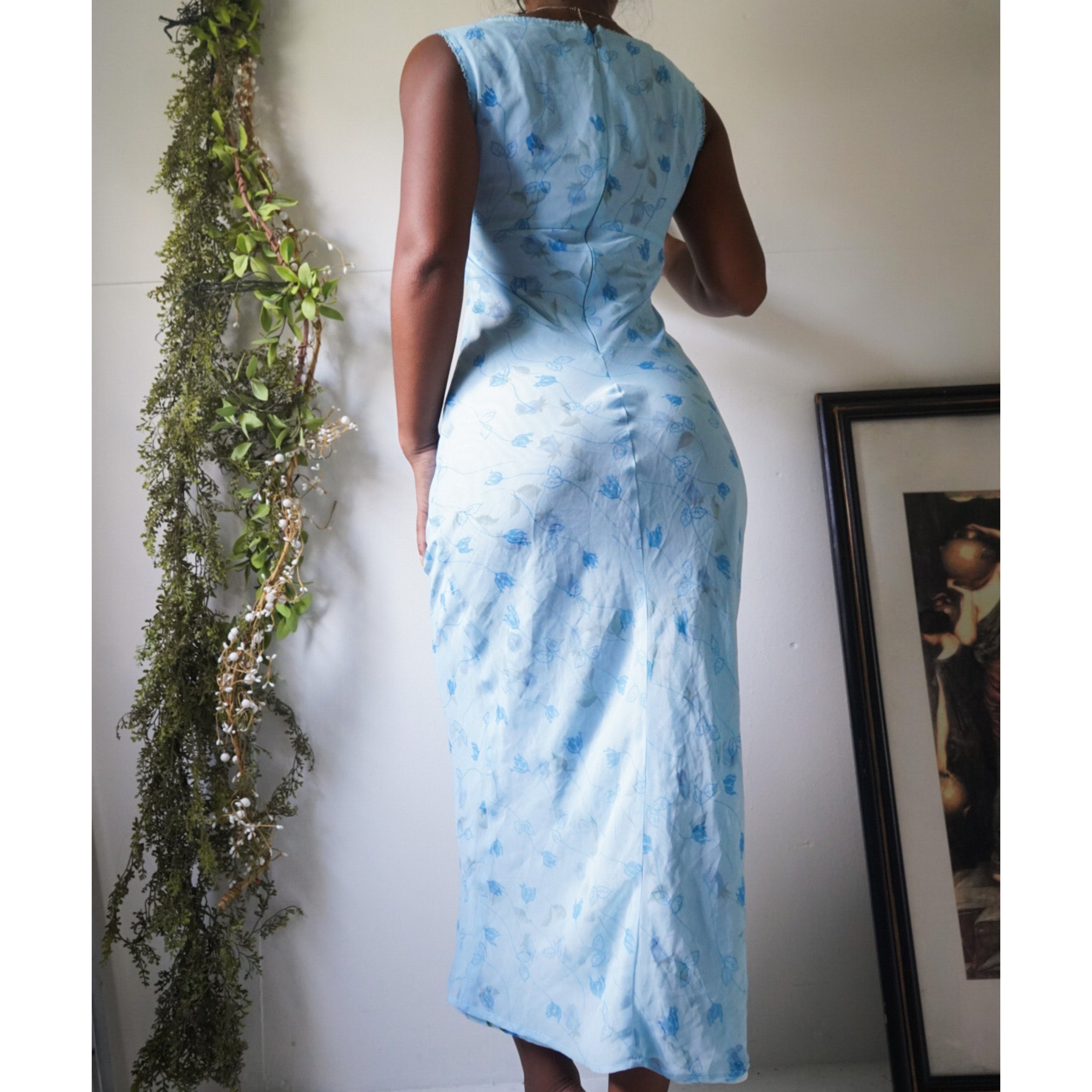 Romantic Blue Rosebud Dress