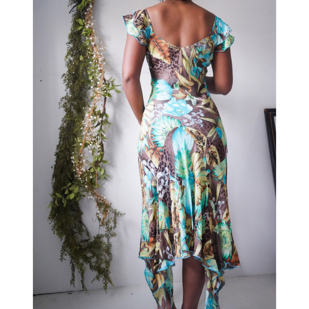 Abstract Animal Floral Print Boho Fairy Dress