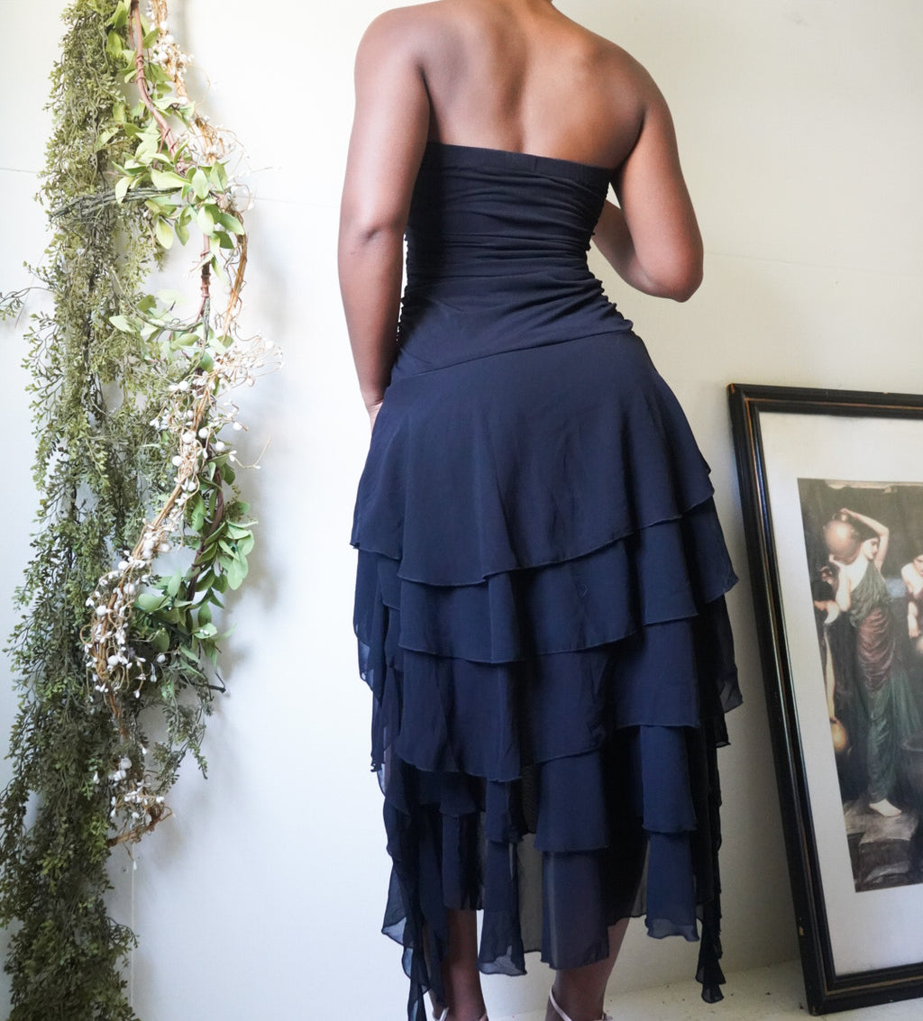 Black Fairy Hem Strapless Dress