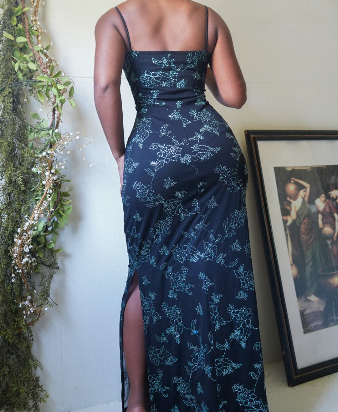 Glitter Floral Formal Dress