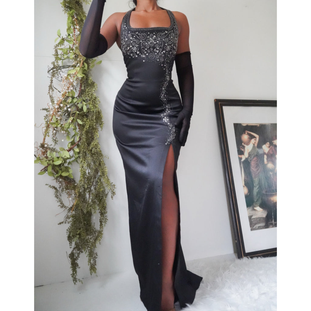 black-beaded-halter-low-back-gown-image