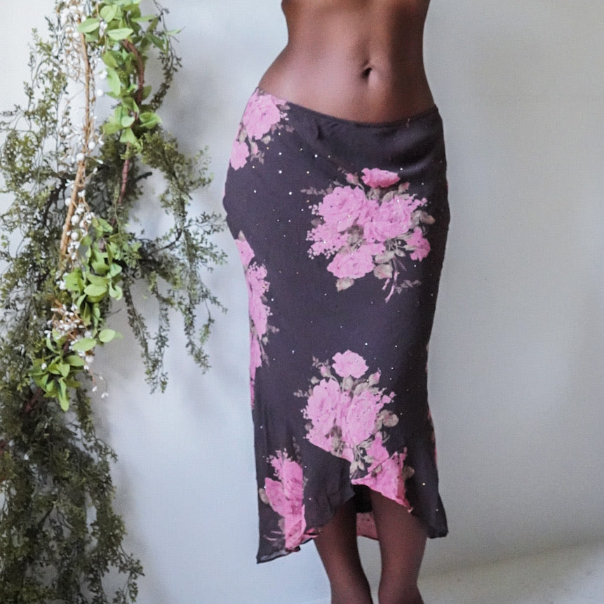 chocolate-and-pink-silk-floral-rhinestone-skirt-image