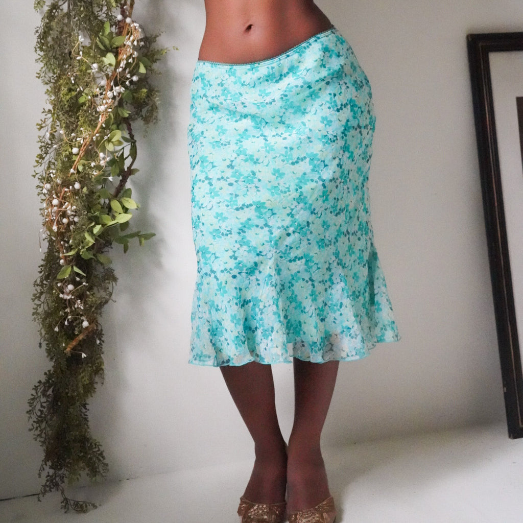 Turquoise Tiny Floral Skirt